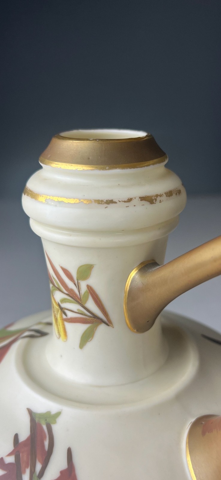 ANTIQUE LATE 19TH CENTURY ROYAL WORCESTER FLORAL HANDLED VASE EWER PITCHER