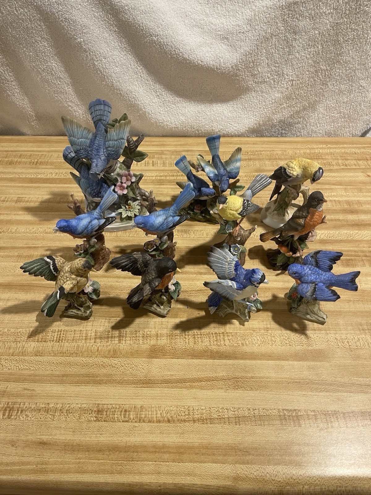Vintage Bird Figurine Lot of 11 – Norleans Blue Jays, Enesco 1976, Lefton Finch