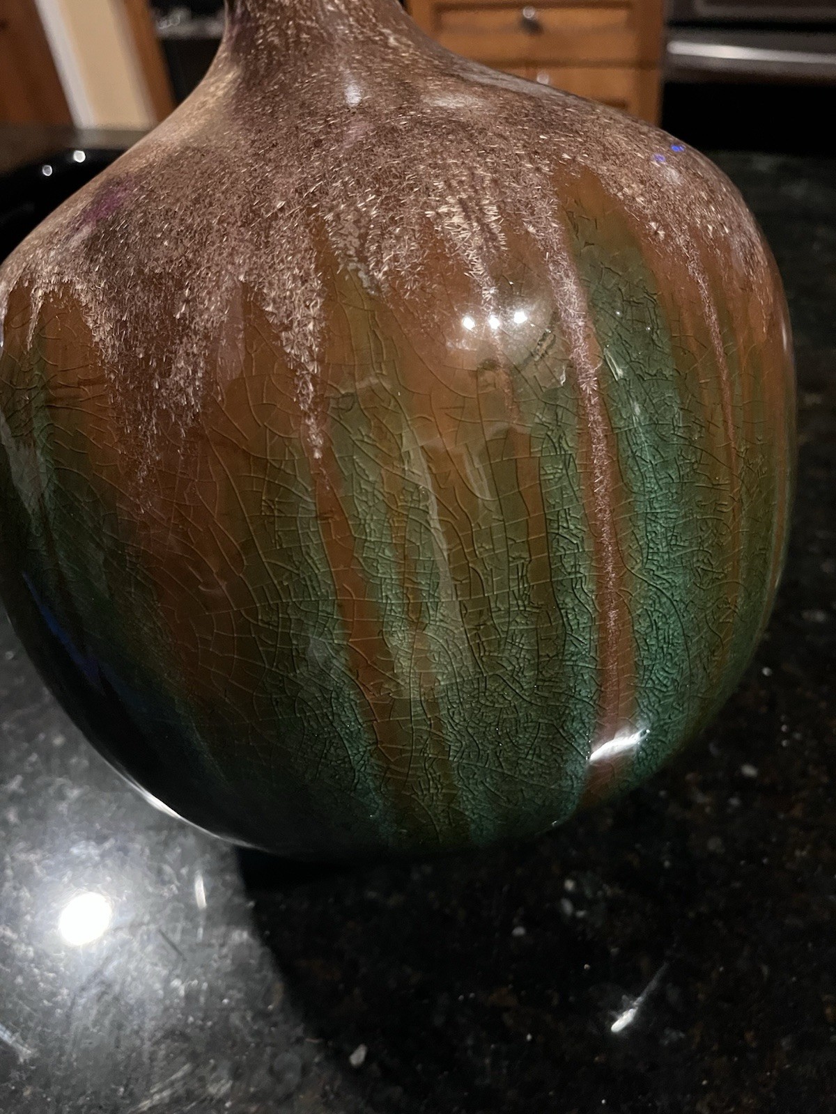 Pottery Vase MCM Mid-Century Style Brown Gold Green Gorgeous