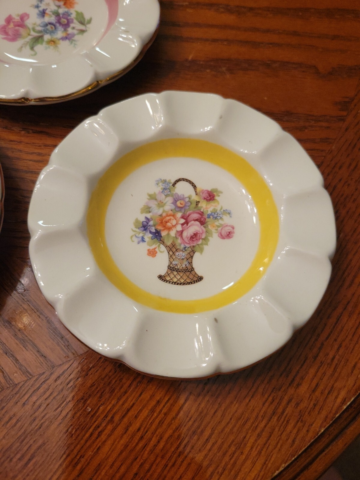 Lot of 5 E & R American Artware Ashtray Trinket Dish Wild Flowers