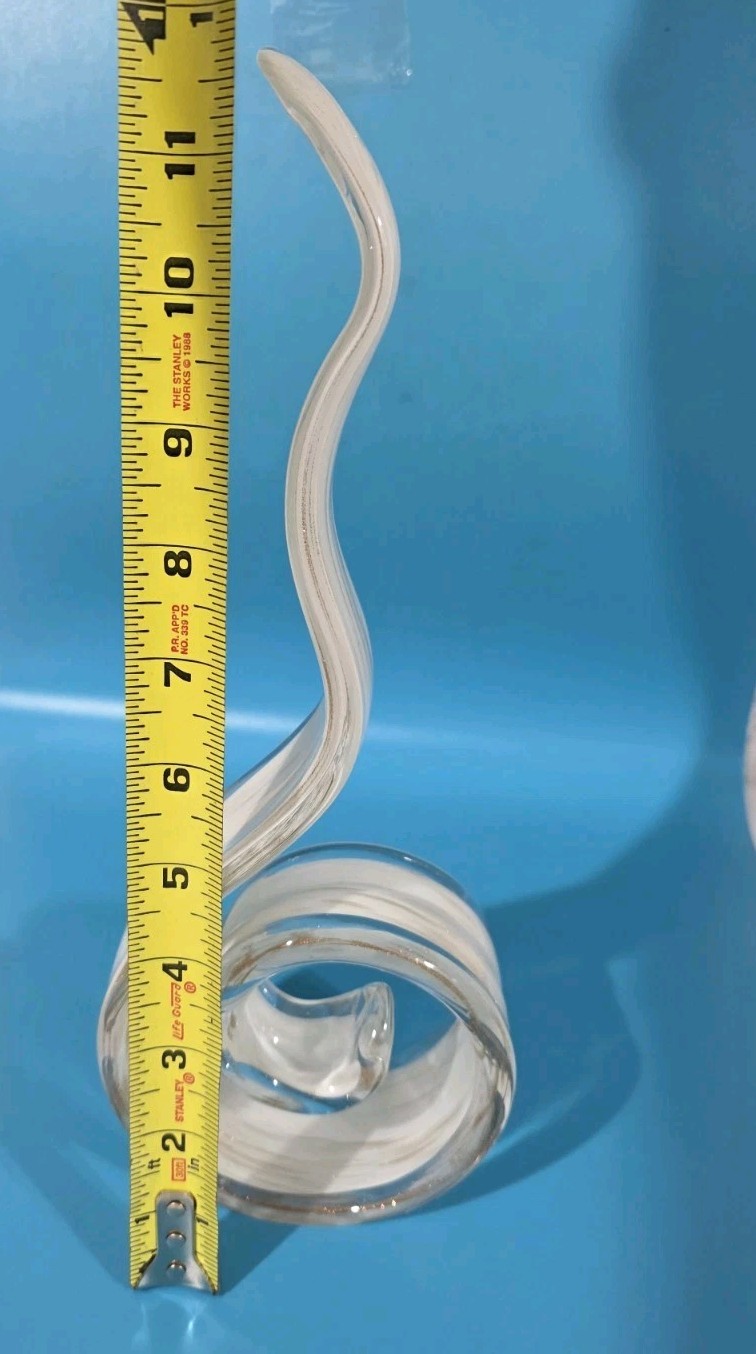 Murano Style Art Glass Music Note Sculpture White Swirl Gold Aventurine