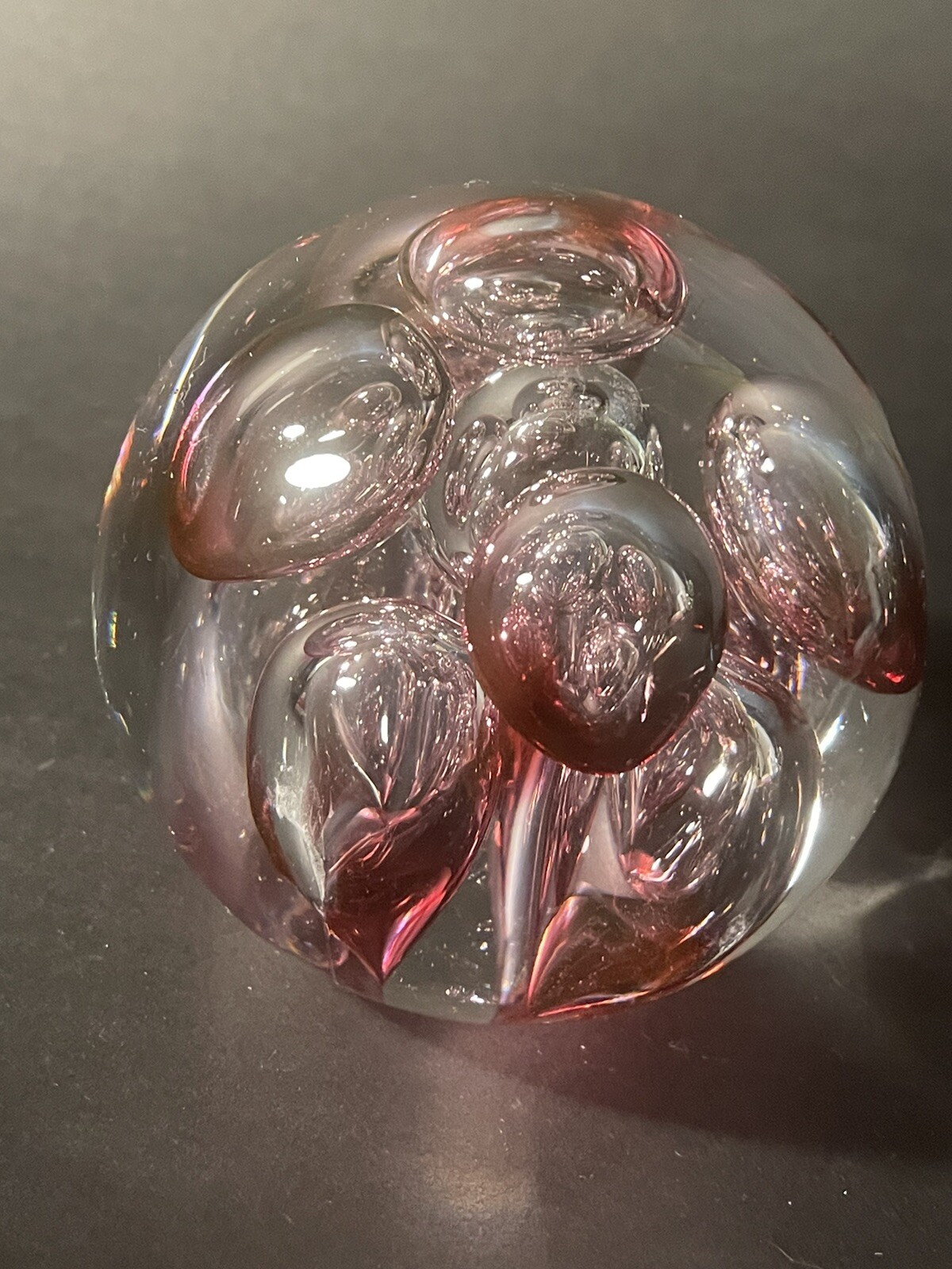 Langham Glass Pink Bubbles Paperweight by Paul Miller- Scratch