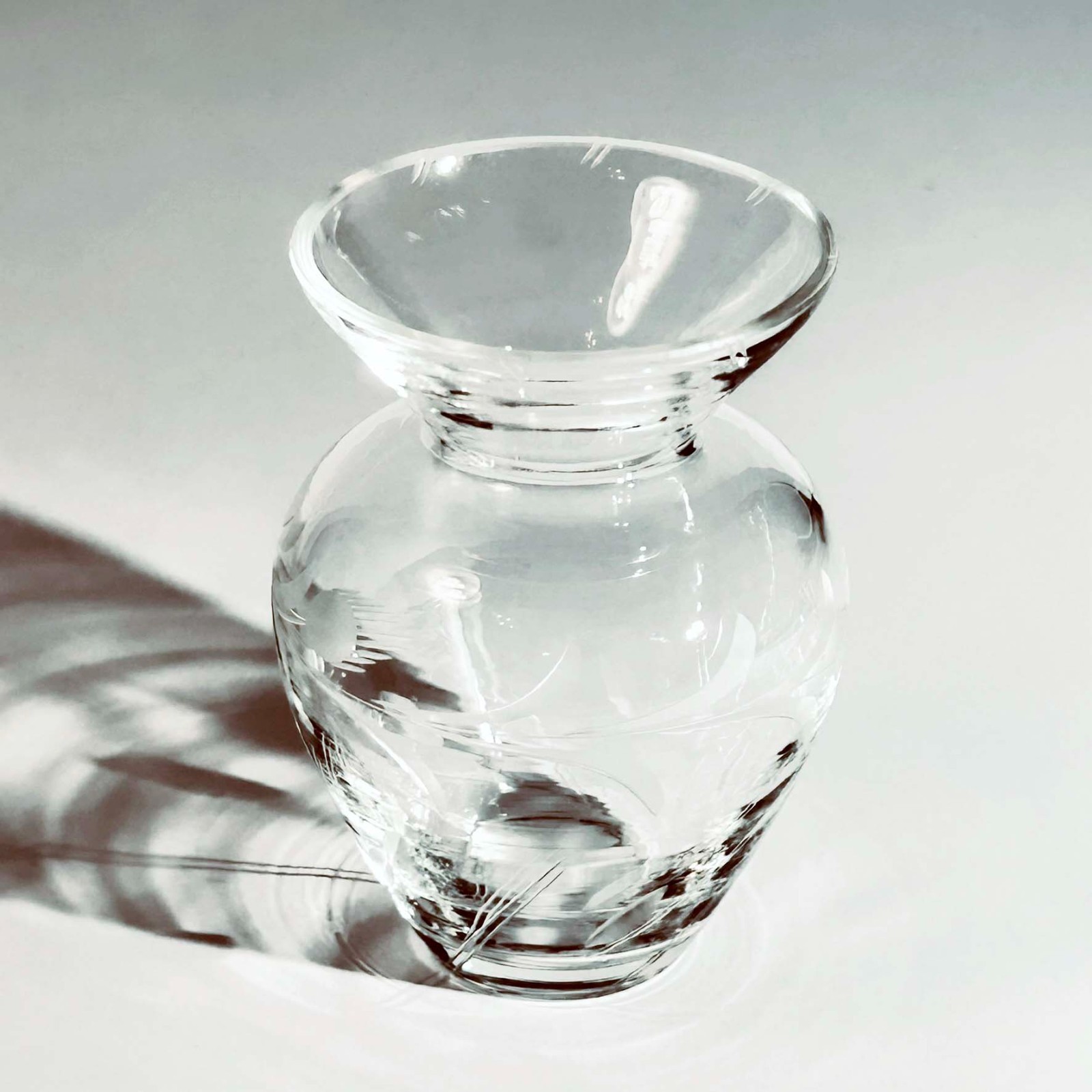 Bleikristall Bud Vase Lead Crystal Floral Etched Made in Germany 3.5″ tall