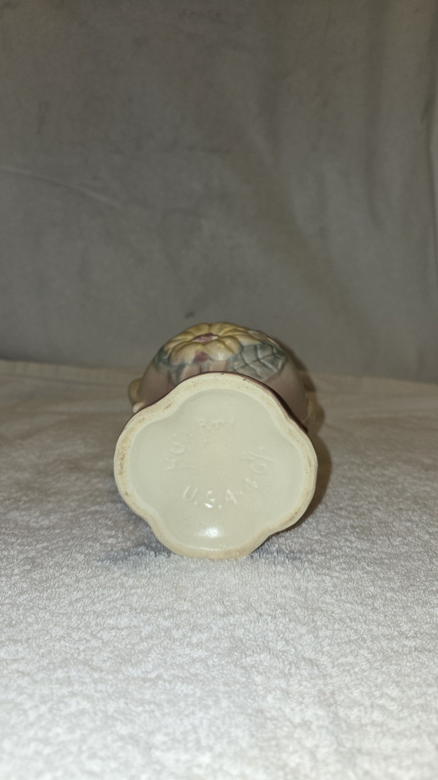 HULL Art Pottery Pink and Yellow Vase Matte Finish Double Handle Vase