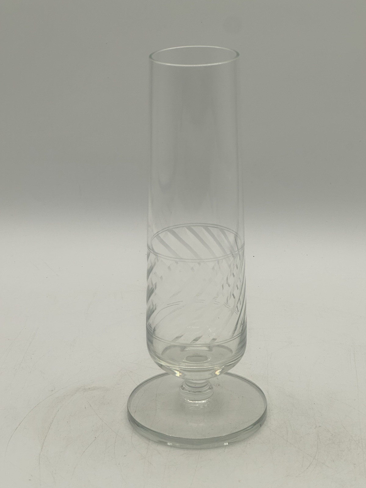Elegant Tapered Bud Vase Clear Glass 8” Tall 1 5/8” Mouth 3 1/8” Base