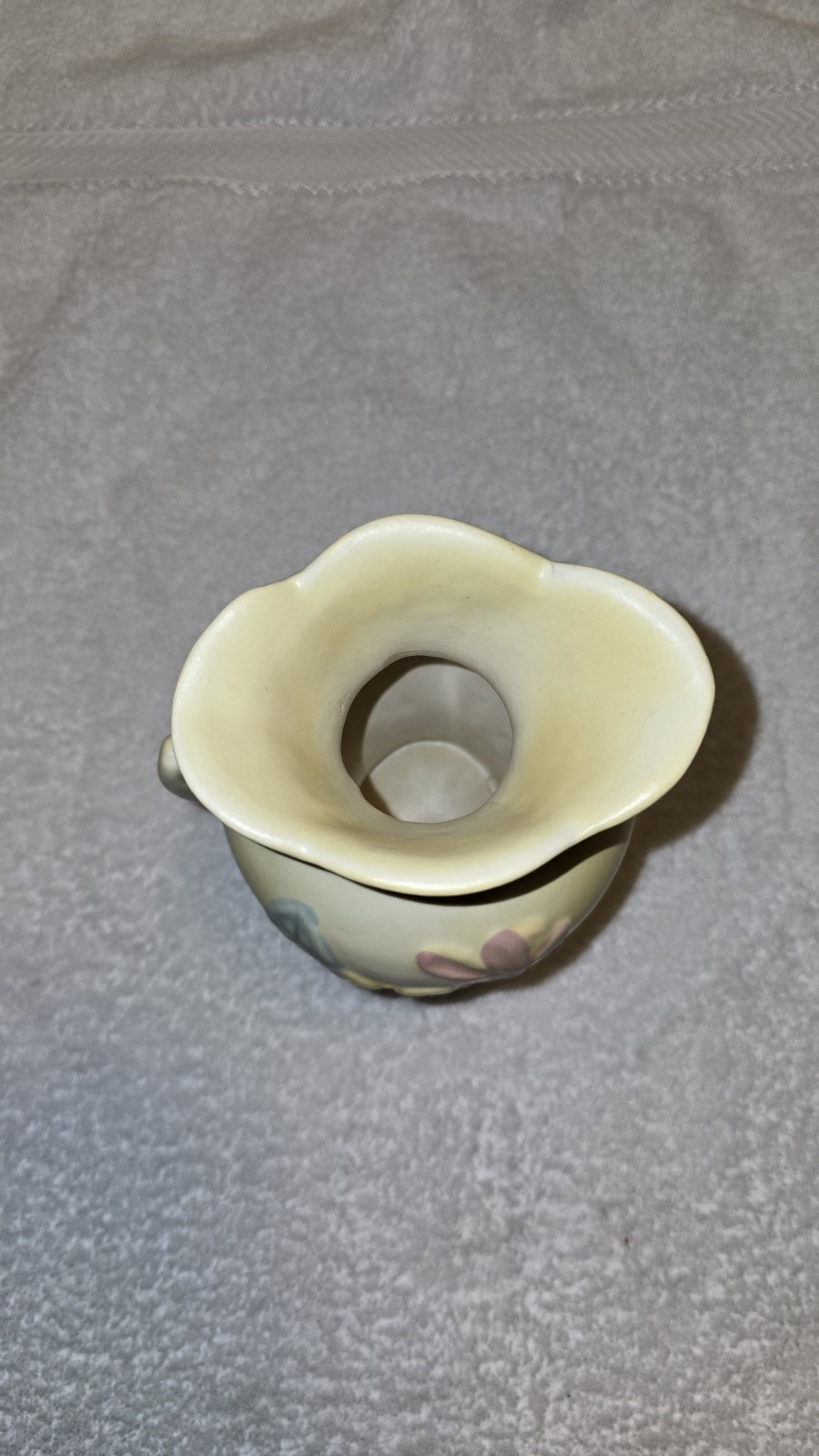 HULL Art Pottery Pink and Yellow Vase Matte Finish Double Handle Vase
