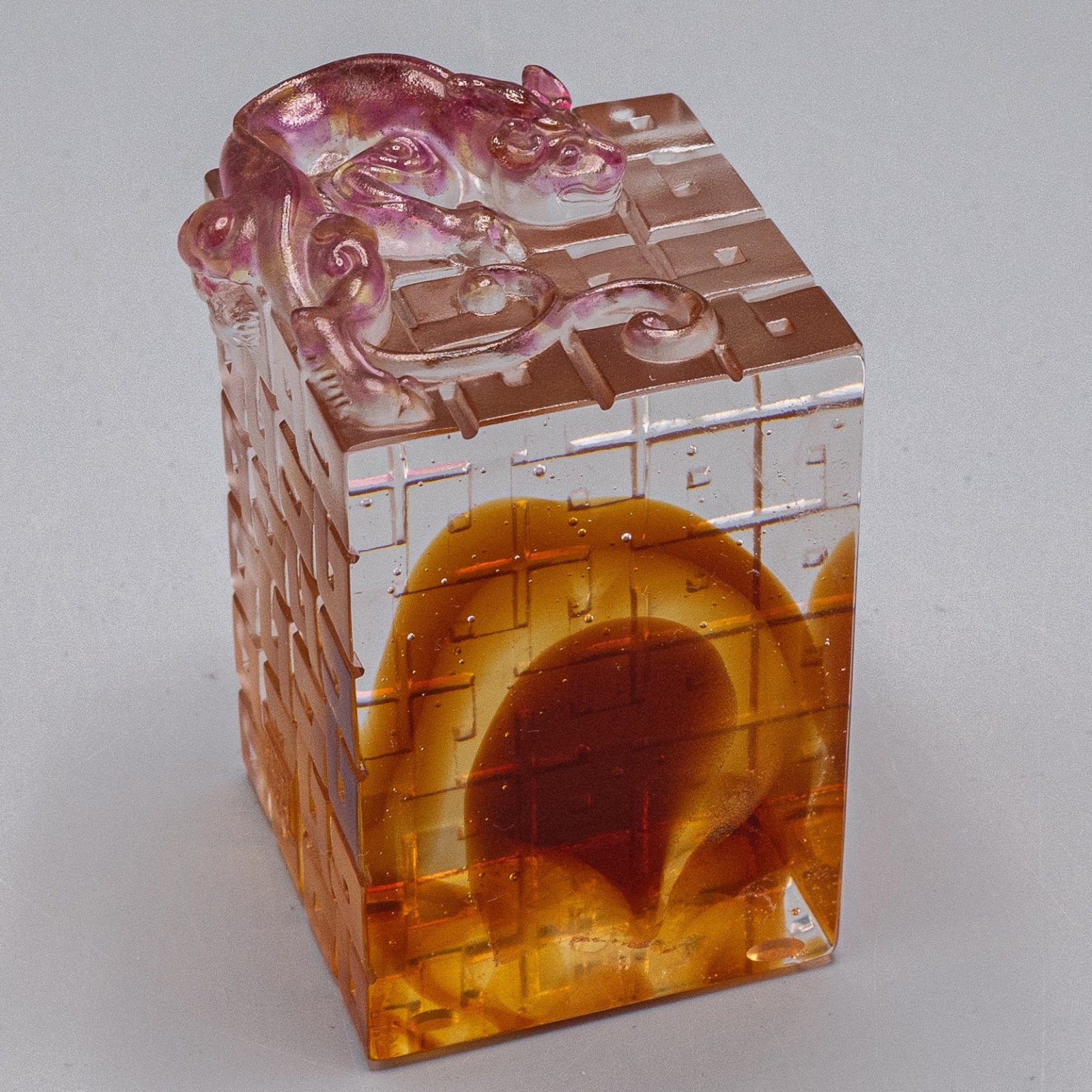 Liuligongfang Crystal Dragon Seal Limited 3 1/2″ Paperweight – FREE USA SHIPPING