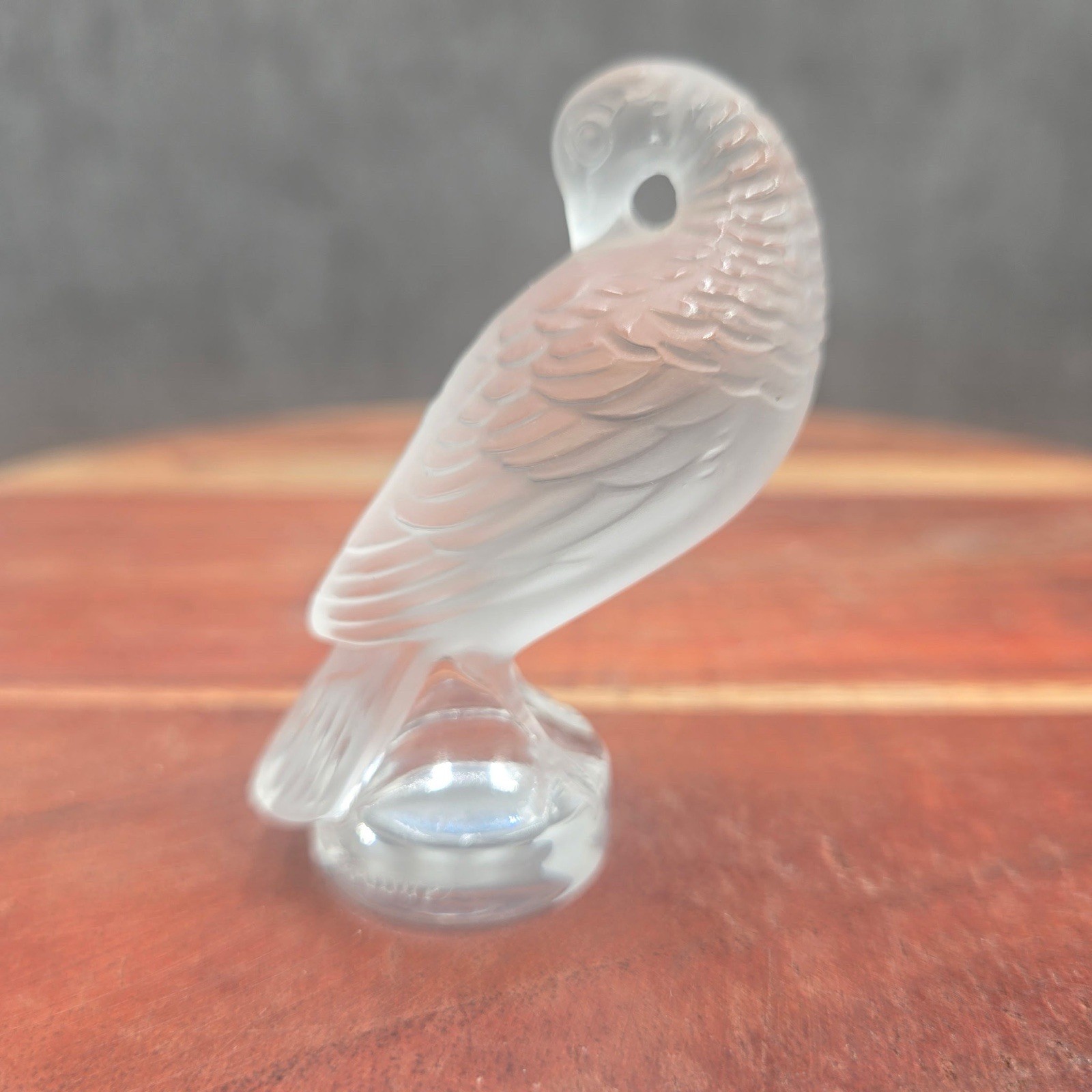 Lalique France Tourterelle Turtledove Frosted Crystal Bird Figurine Signed 2.5″