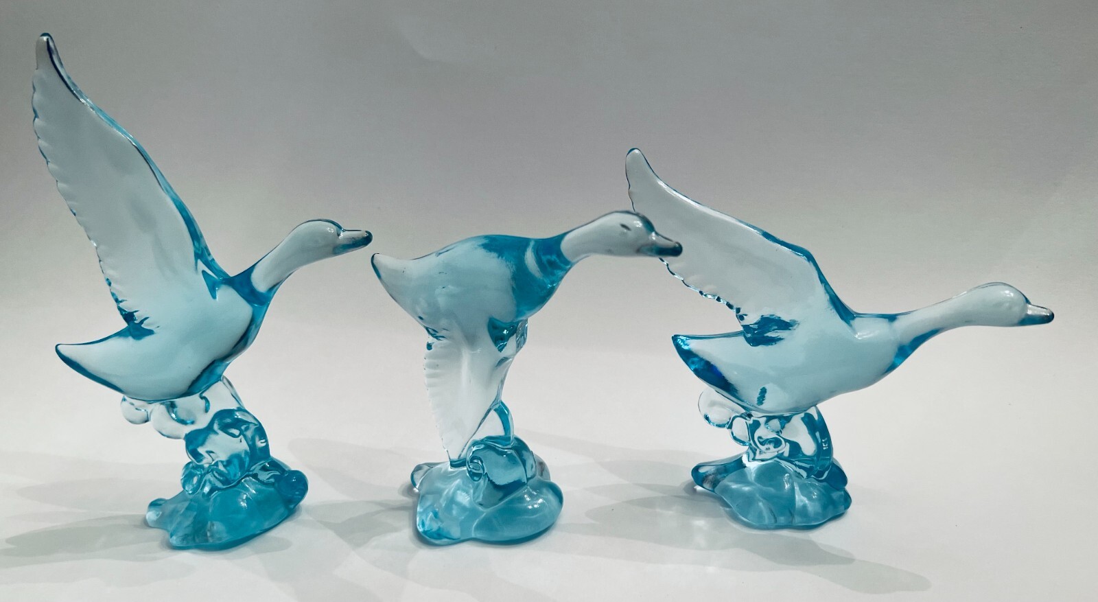 Heisey by Imperial Mallards Ducks Horizon Blue Three Figurines