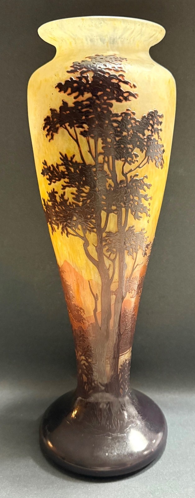 Antique c1910 Original Large 18” Art Nouveau Daum Nancy Cameo Glass Vase