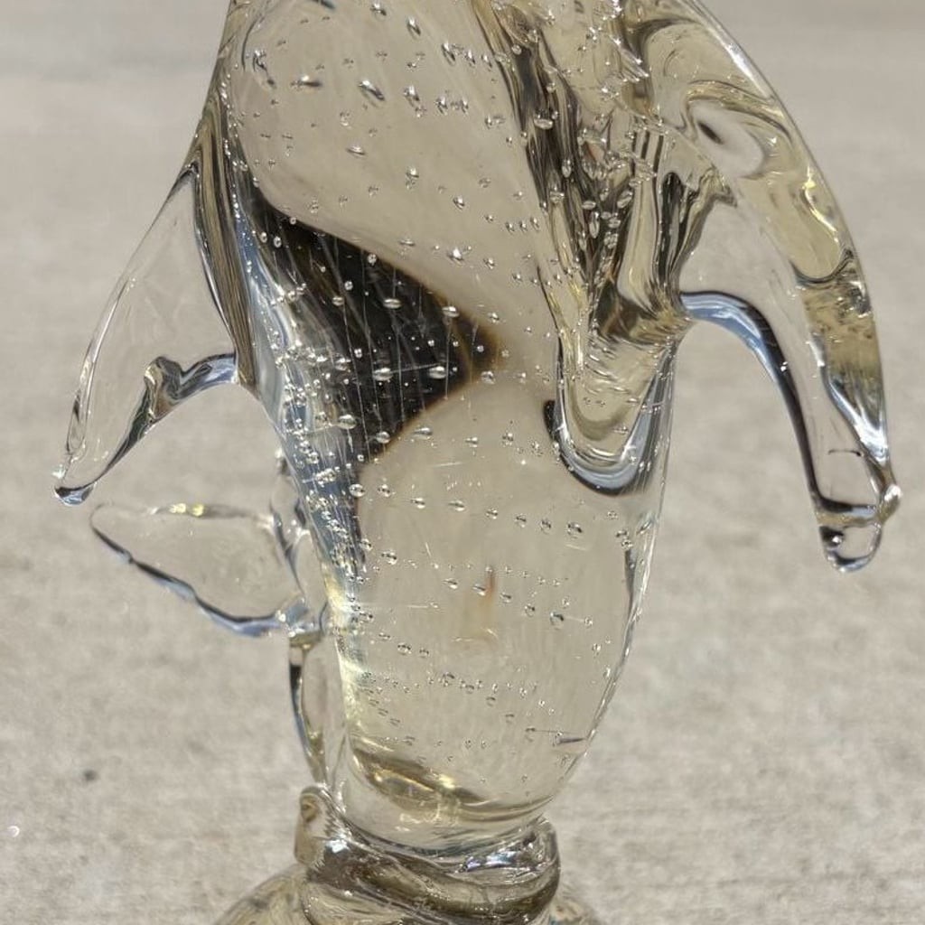 Vintage Mid-Century Modern Bullicante Controlled Bubble Glass Dolphin Figurine