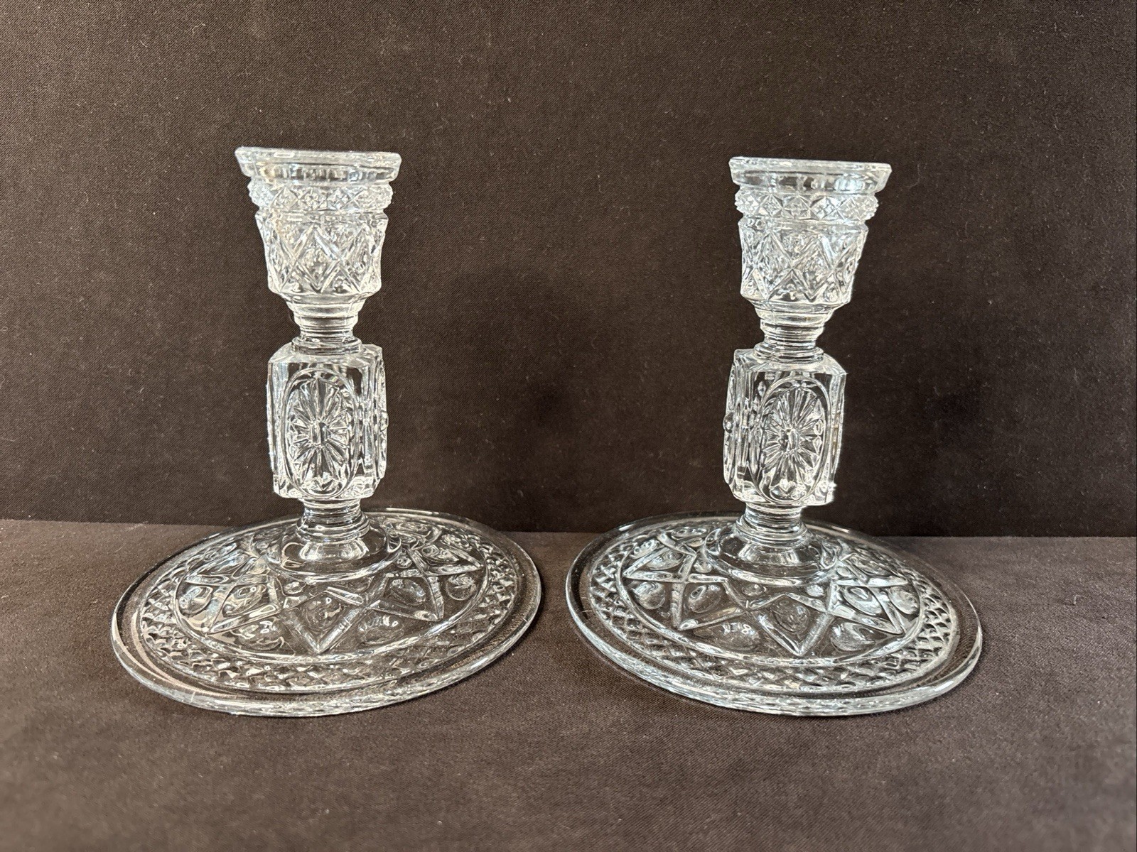Imperial Glass Cape Cod Candlestick Holders Set of 2