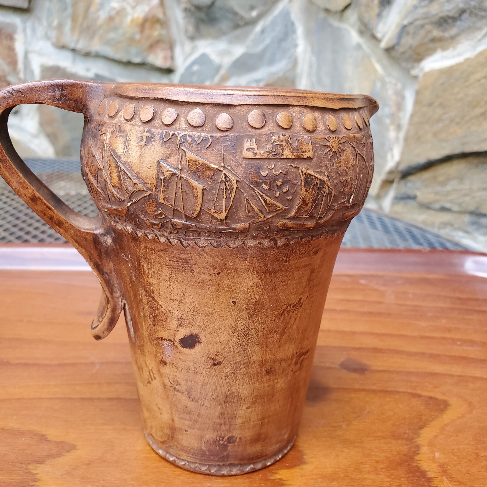 Greece Greek Corinthian Period Artifact Replica Vase Pitcher Brown Clay 6”