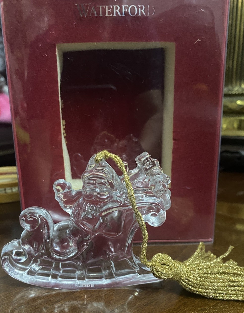 CRYSTAL Marquis By Waterford SANTA CLAUS IN SLEIGH ORNAMENT NEW IN BOX 2009