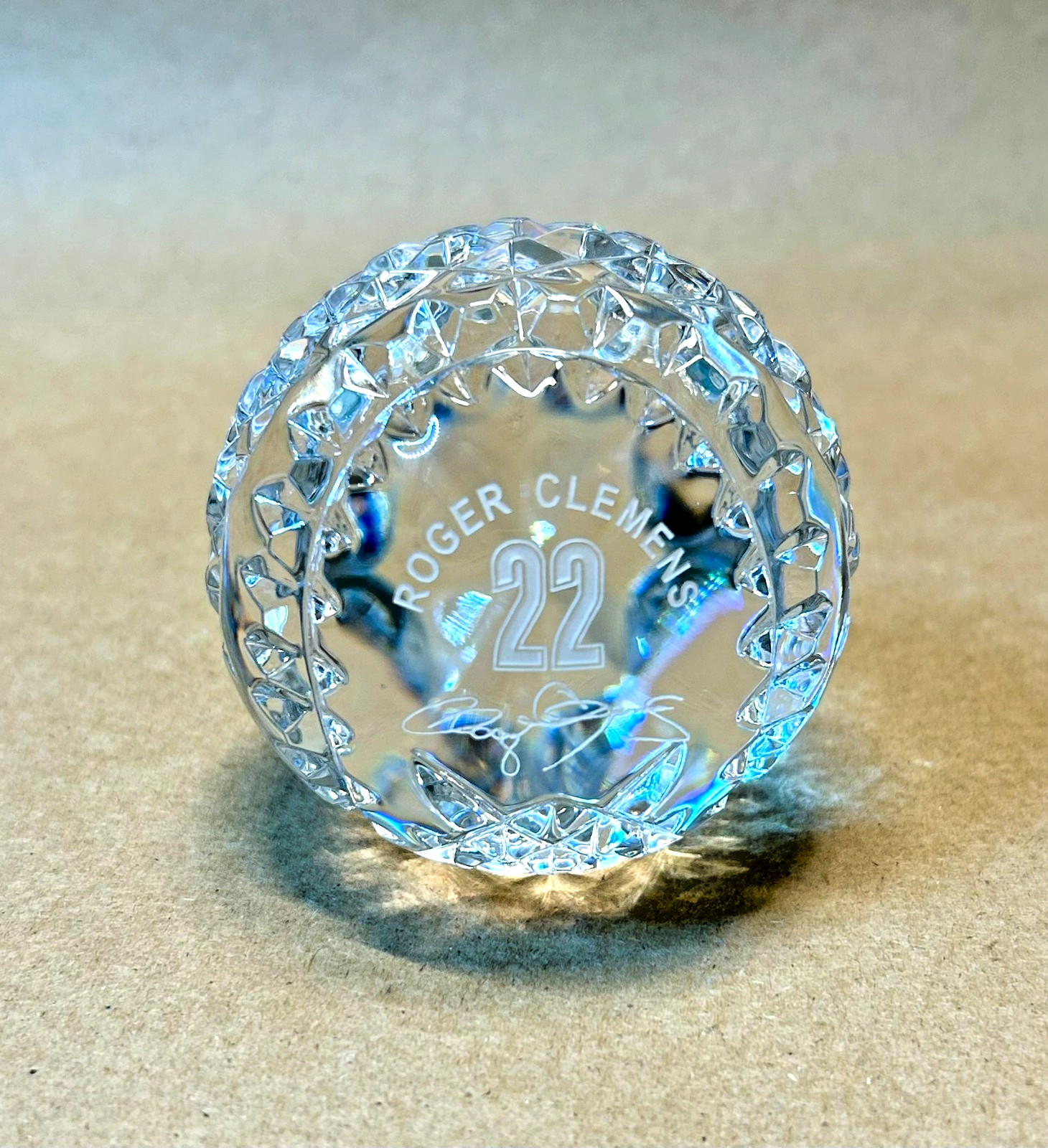 Waterford Crystal Baseball Paperweight, Roger Clemens, Houston Astros 238/2005
