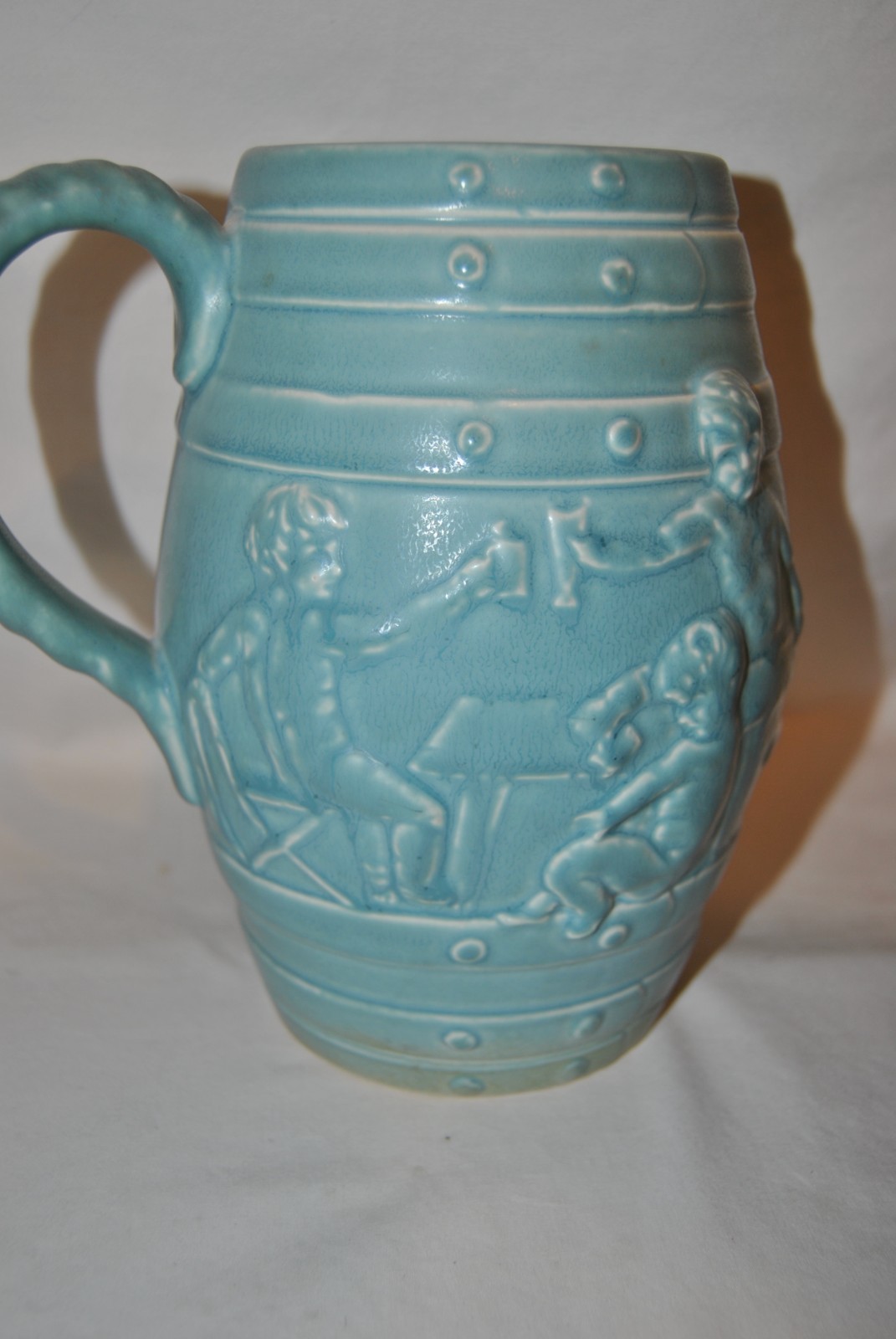 Rookwood Light Blue Tankard Mug With Babys Drinking 1962 Shape #1880