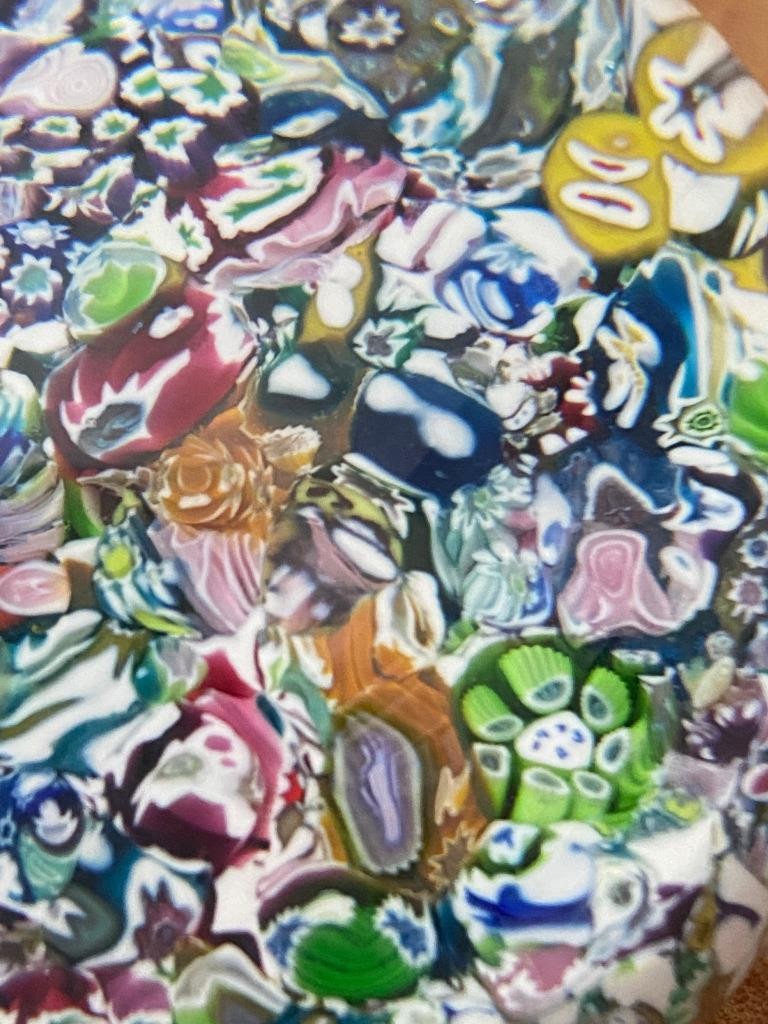 Perthshire 1973 Scrambled Millefiori End of Day Paperweight Art Glass Date Cane