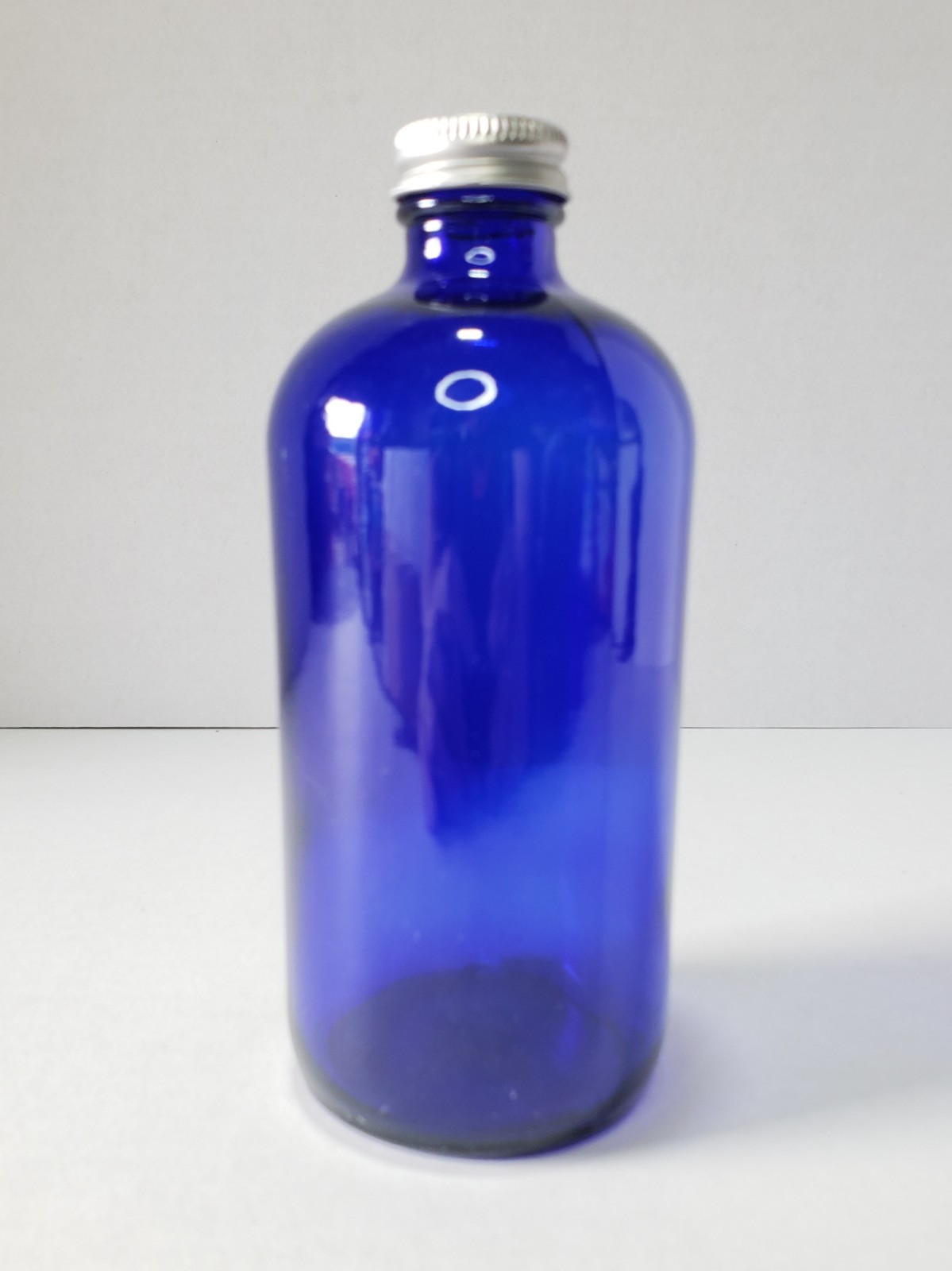 16 Oz Vintage Cobalt Blue Glass Empty Bottle with Cap/Lid 6 5/8”Tall