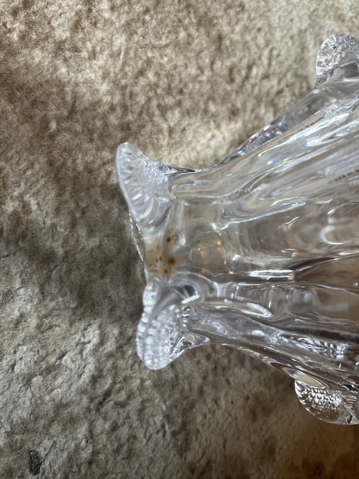 Clear Crystal Basket Bowl Hand Blown Art Glass Handle Centerpiece