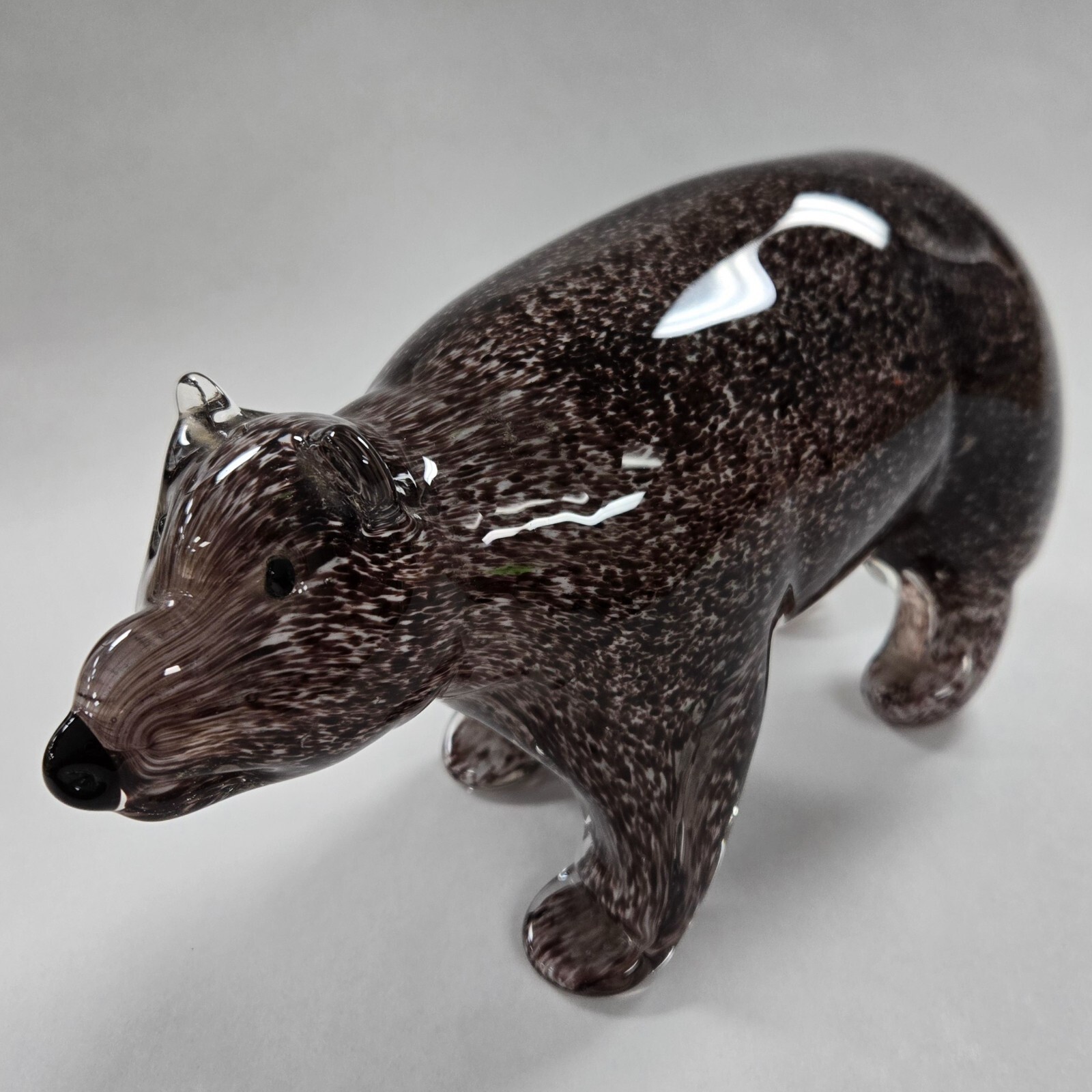 Vintage 1970s MURANO STYLE Hand Blown Art Glass – 8.5″ x 5″ Brown Bear – 5 .lb+