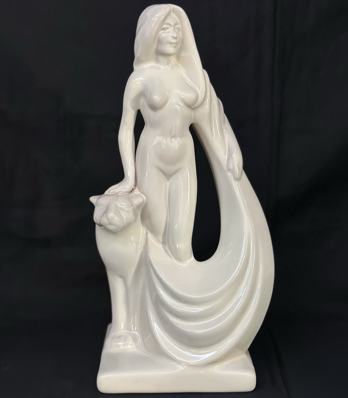 FRANKOMA POTTERY NUDE WOMAN WITH PANTHER #504….MINT!