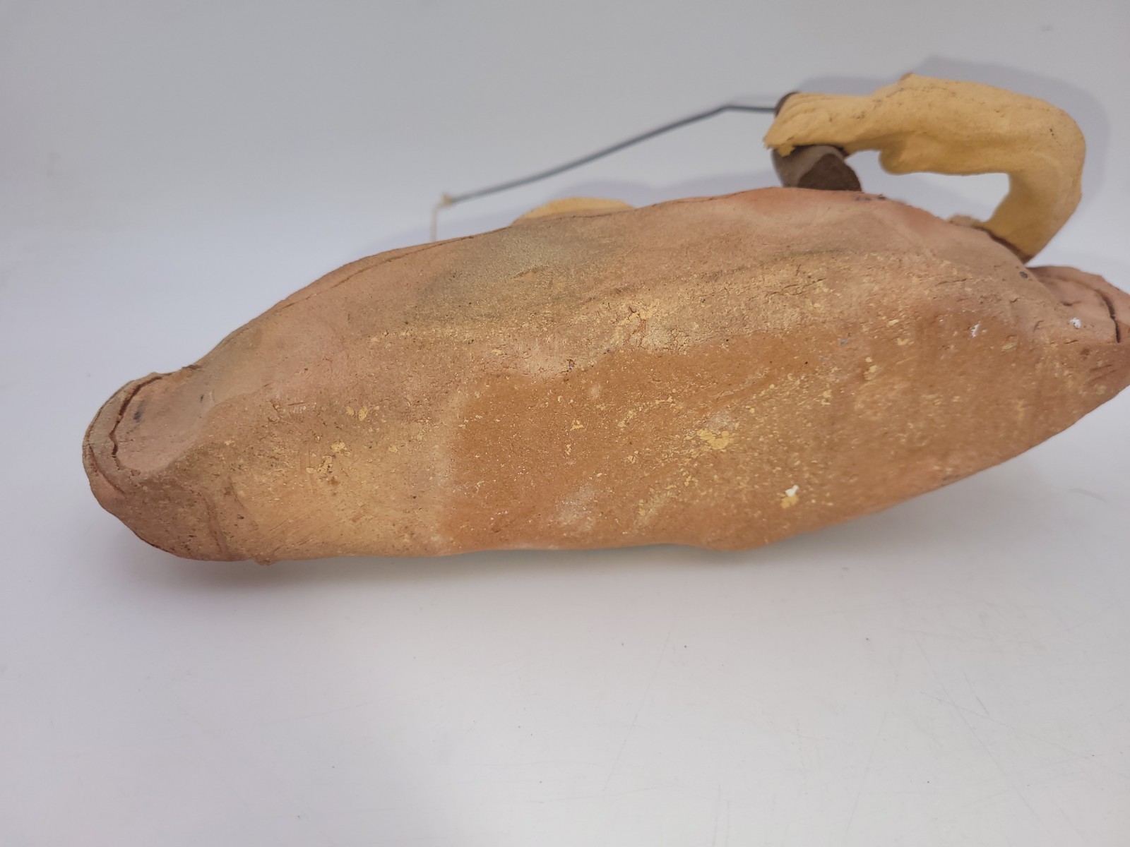 Vtg Signed Tom Schoolcraft Sculptures Canoe Fishing Cowboy 9″ Pottery Sedona