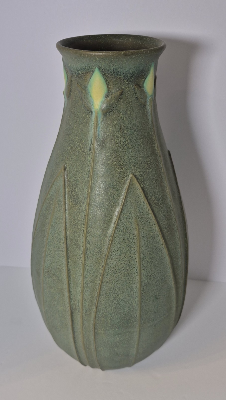 Large 14″+ Arts and Crafts Style Jemerick Art Pottery Vase Steve Frederick 1681