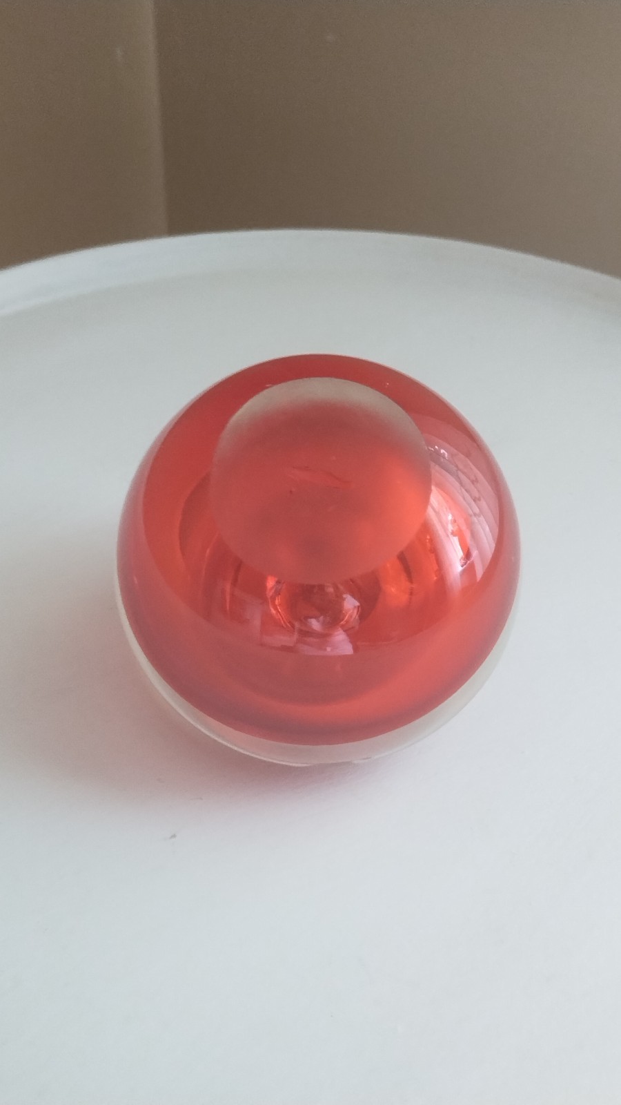 Vintage Set Of Two Art Glass Ruby Red And Emerald Green Apple Paperweights