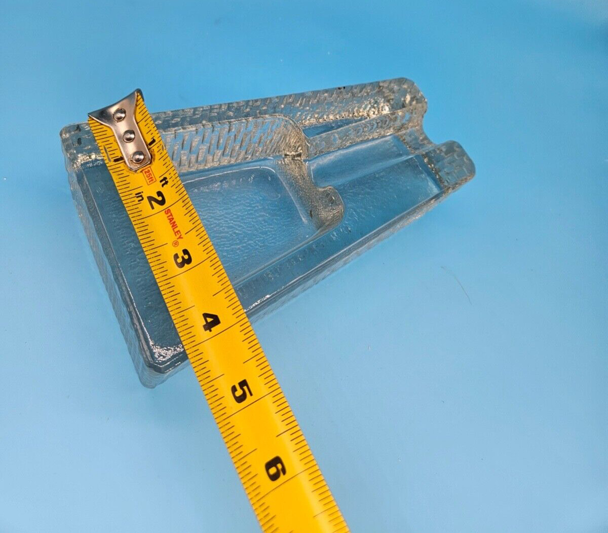 Vtg Heavy Glass Cigar Pipe Holder Clear Textured Ash Tray MCM Brutalist Retro