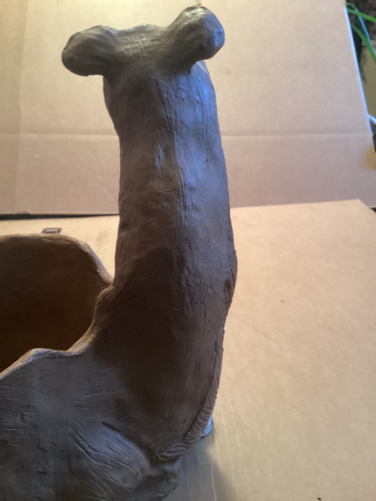 Vintage RARE Dave Grossman Camel Planter 11 Inches Tall Signed Clay 1976