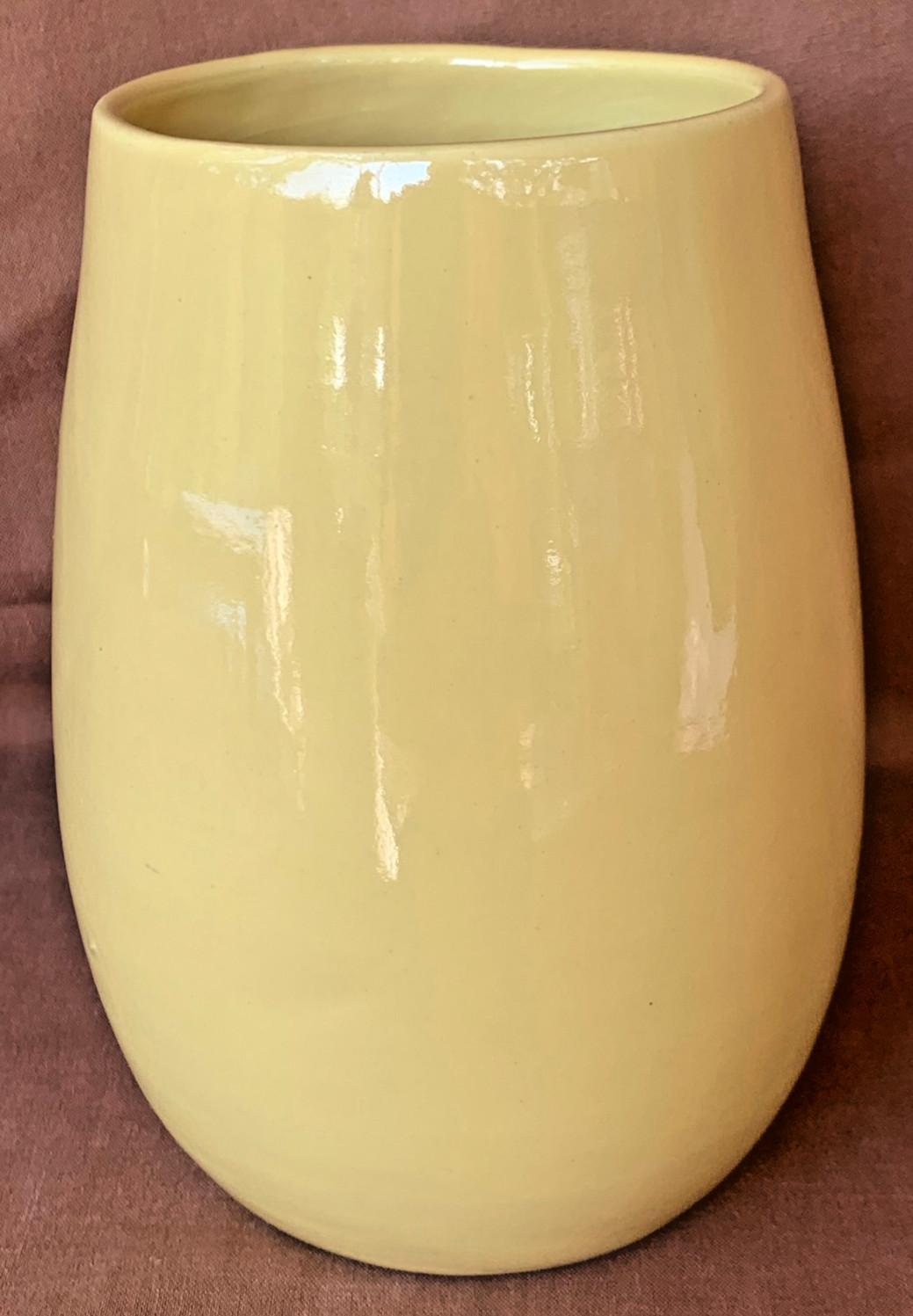 Vintage Bauer Fred Johnson Vase 6″ Sun Yellow Hi Fire Hand Thrown Ex Cond