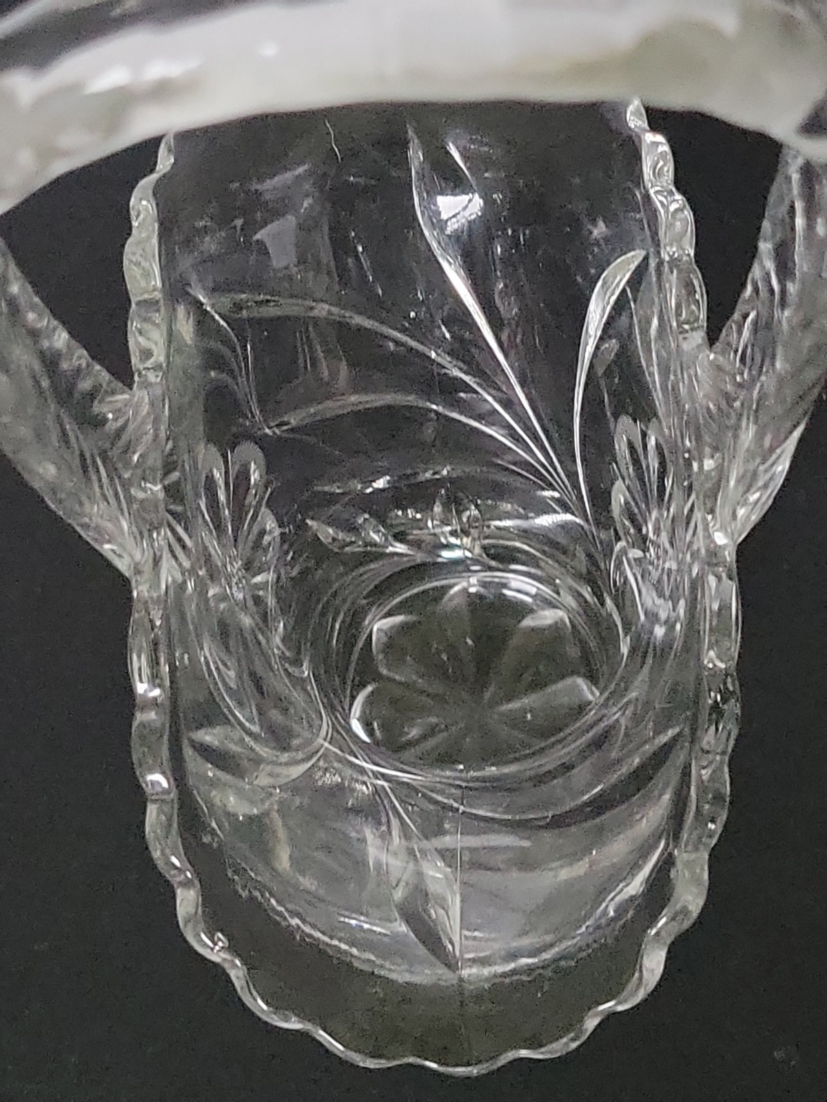Vintage Duncan & Miller Clear Glass 9.5″ Bride’s Basket Etched Floral See Photos