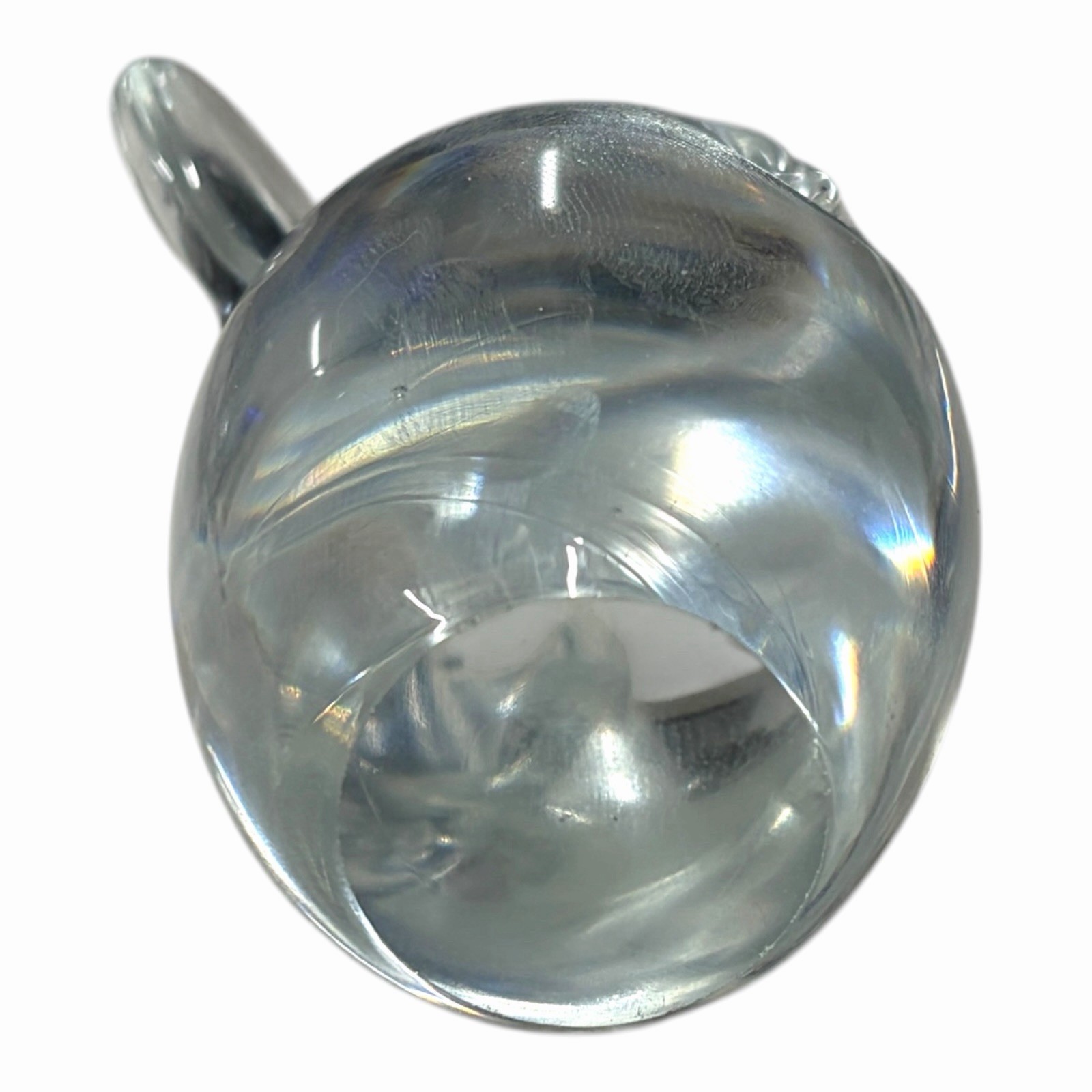 VTG Handblown Elephant Trunk Up Figurine Paperweight Clear Glass Doily Tray
