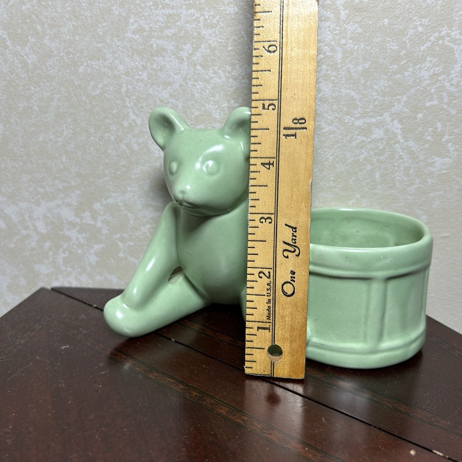 Vintage Haeger Teddy Bear Planter Mint-Green Ceramic