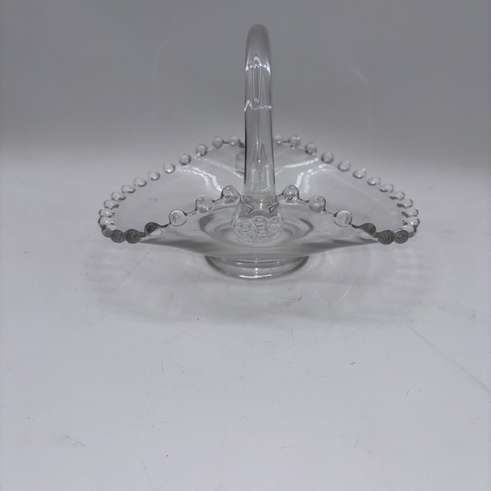 Imperial Candlewick Glass Basket Beaded Vanity Jewelry Candy Muddler Holder