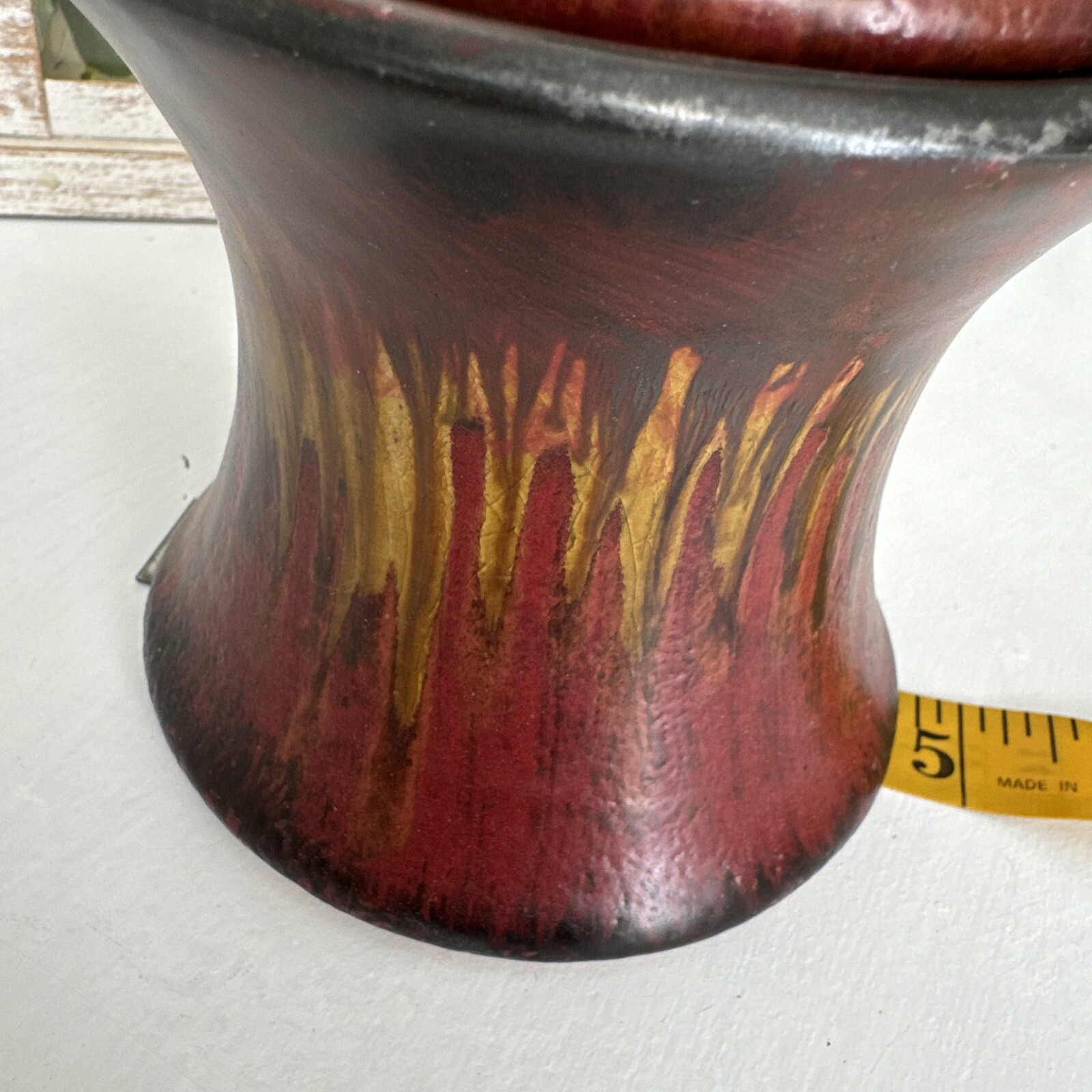 Art Pottery Vase Studio Boho Home Table Decor Black Red Yellow Aesthetic