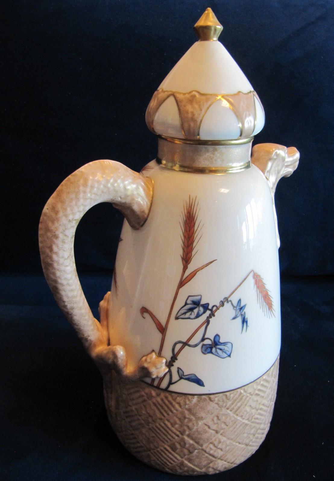 Antique Ott & Brewer American Belleek Dragon-Spout Chocolate Pot