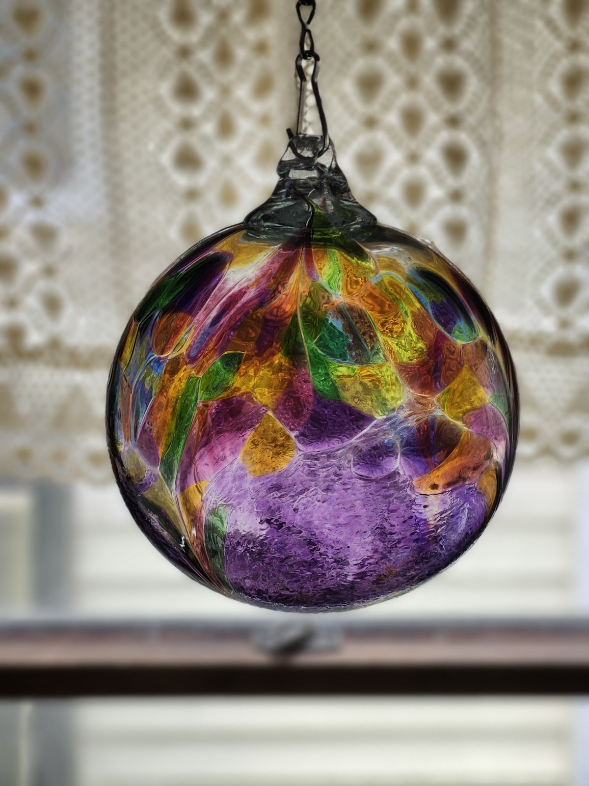 16 inch Purple Multi Blown Glass Spirit Ball