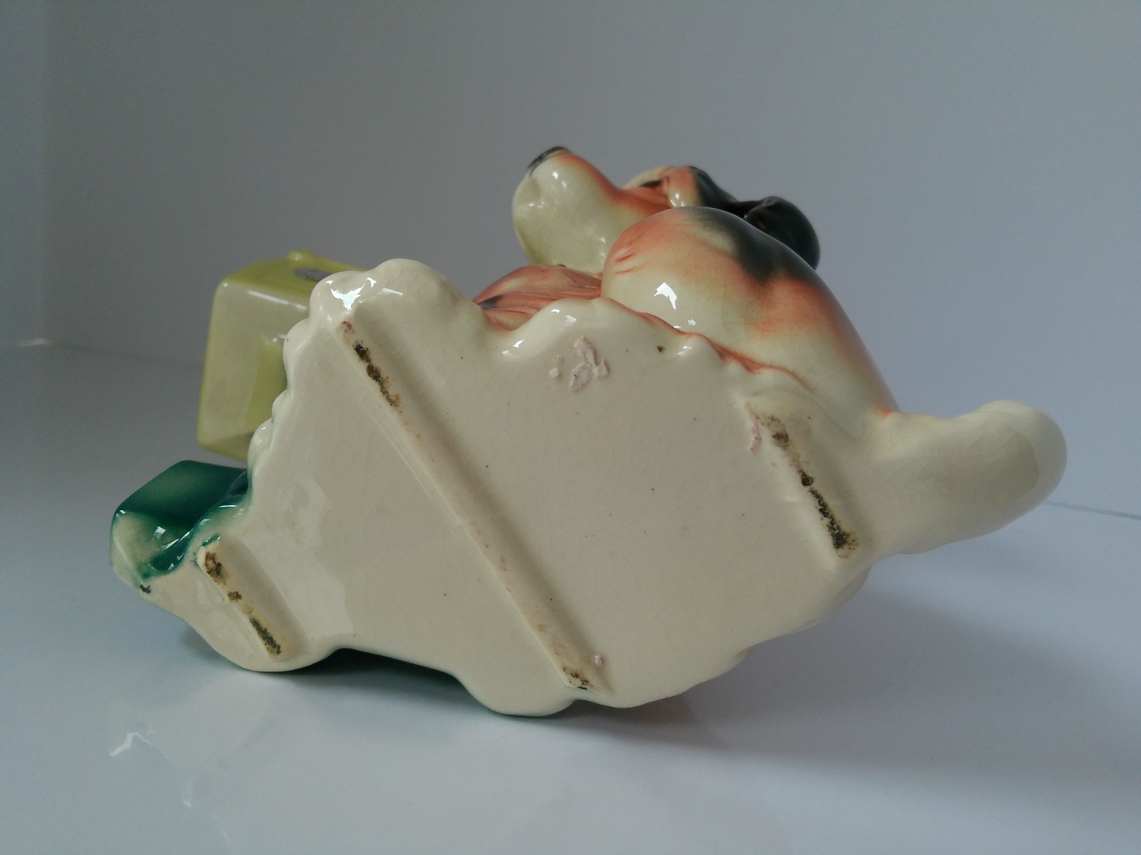 Vintage 1950’s Royal Copley Puppy DOG At Mailbox Flower Succulent Planter 8″