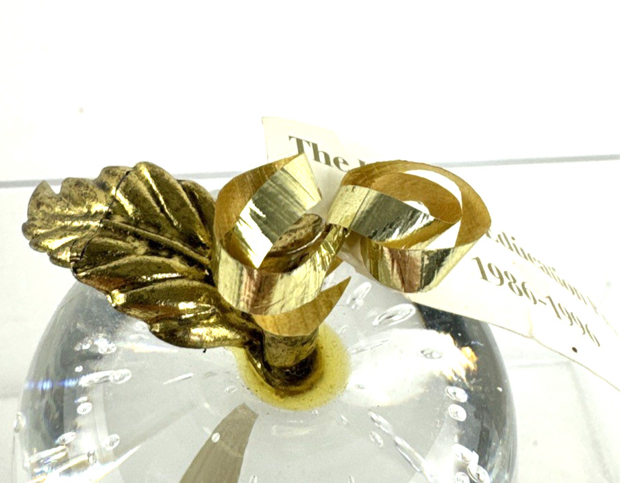 Glass Apple Hand Blown Controlled Bubbles Paperweight Polaroid Education 1986-96