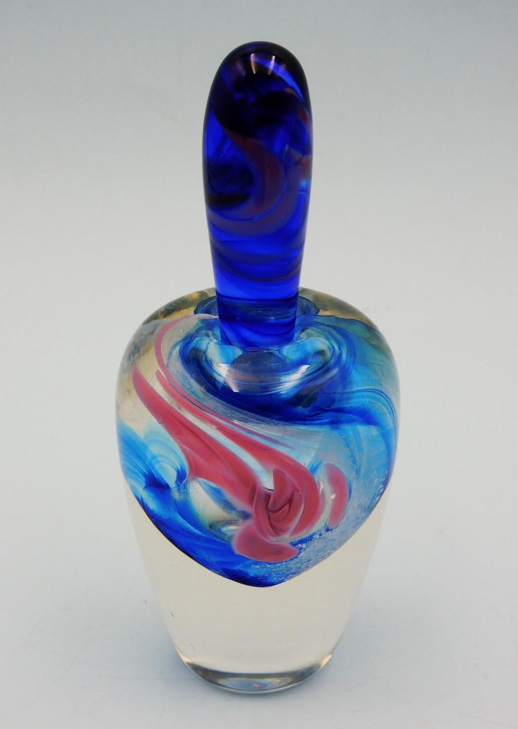 Vintage AUSTRALIAN *PETER TYSOE* Studio Art Glass PERFUME BOTTLE 13cm H – VG