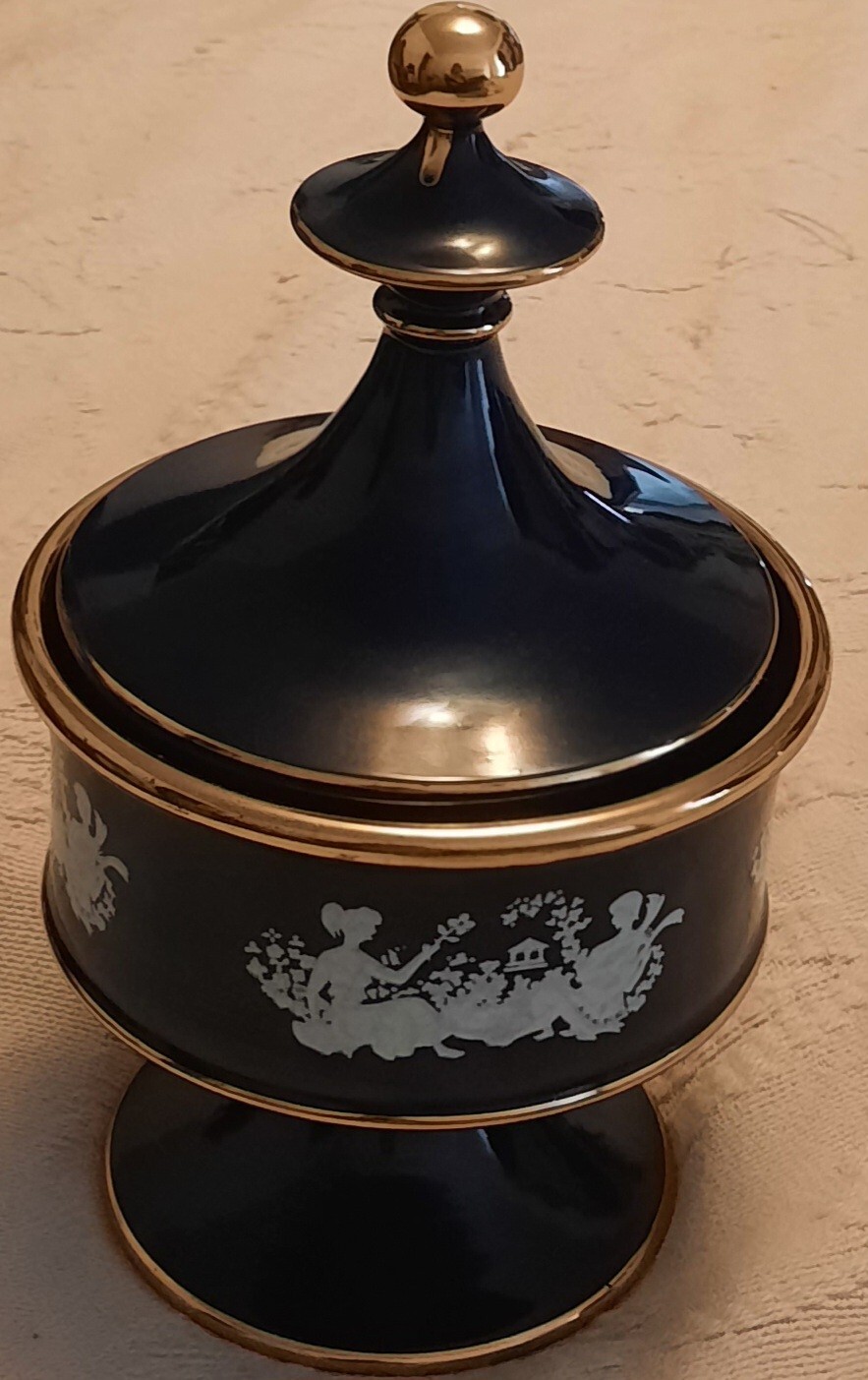 Vintage IL Verrocchio Glazed Pottery Florence Italy Decorative Cobalt Blue Jar