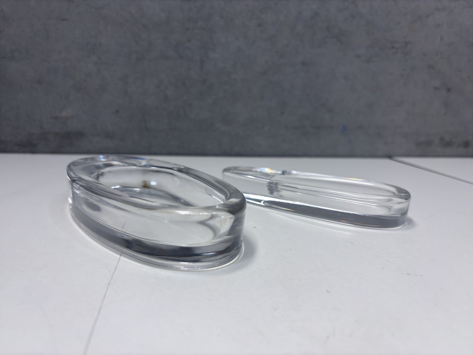 Vintage Dansk Clear Crystal Teardrop Ashtray Catchall Dish Set of 2