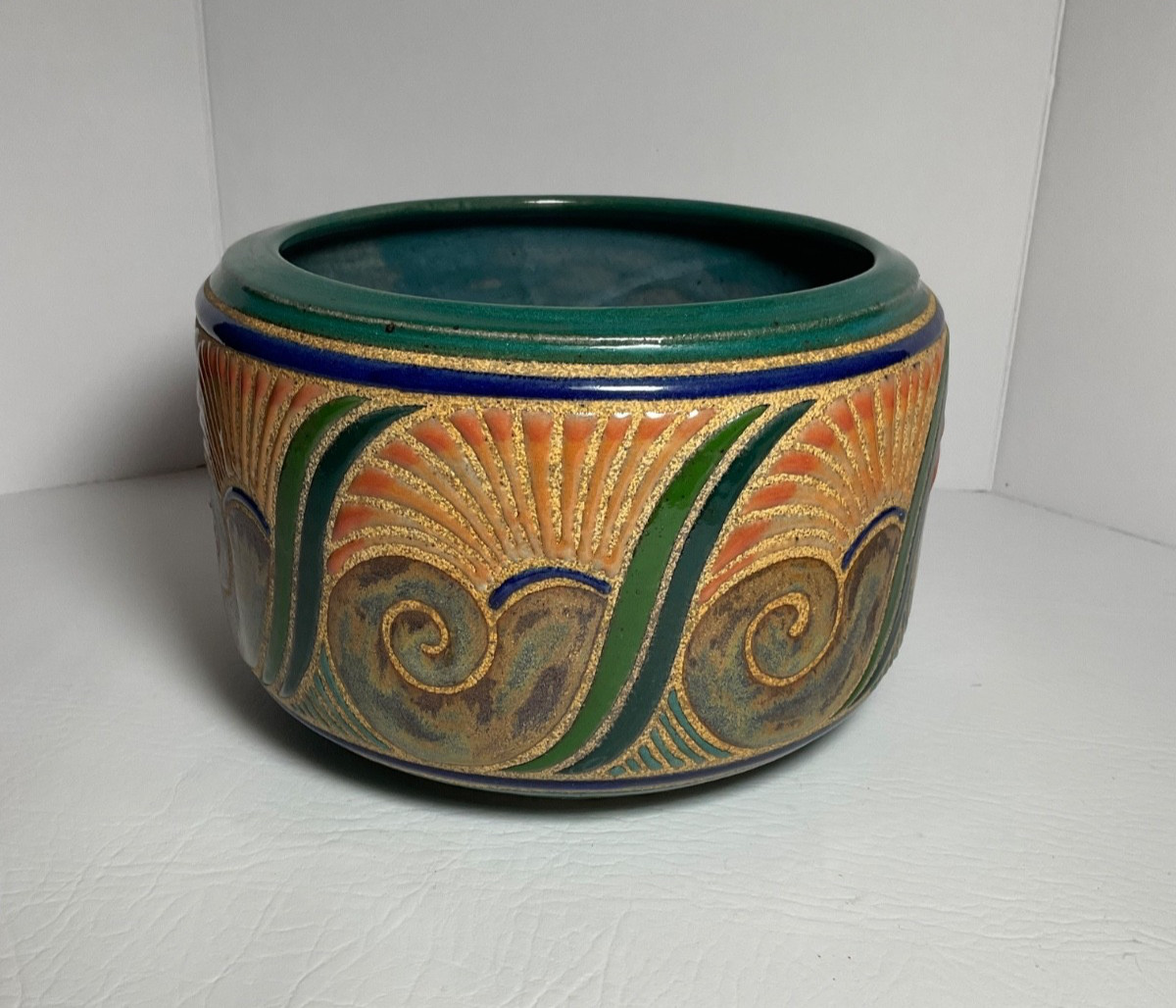 Cathra-Anne Barker Art Pottery Jardiniere – 5” Tall by 7” Wide ~ Signed 1997