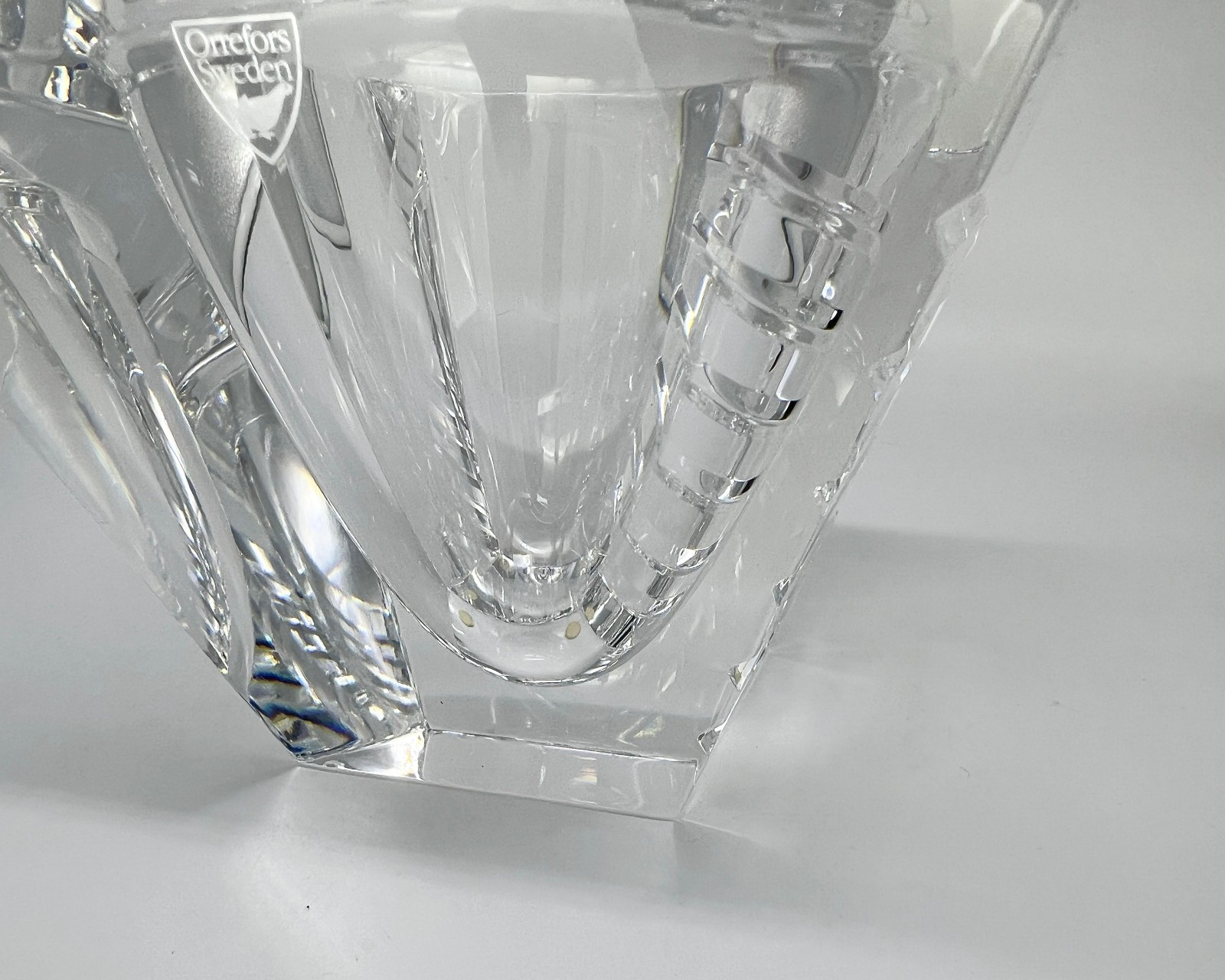 Orrefors Horizon Lead Crystal Bowl Vase Jan Johansson Sweden Signed Numbered