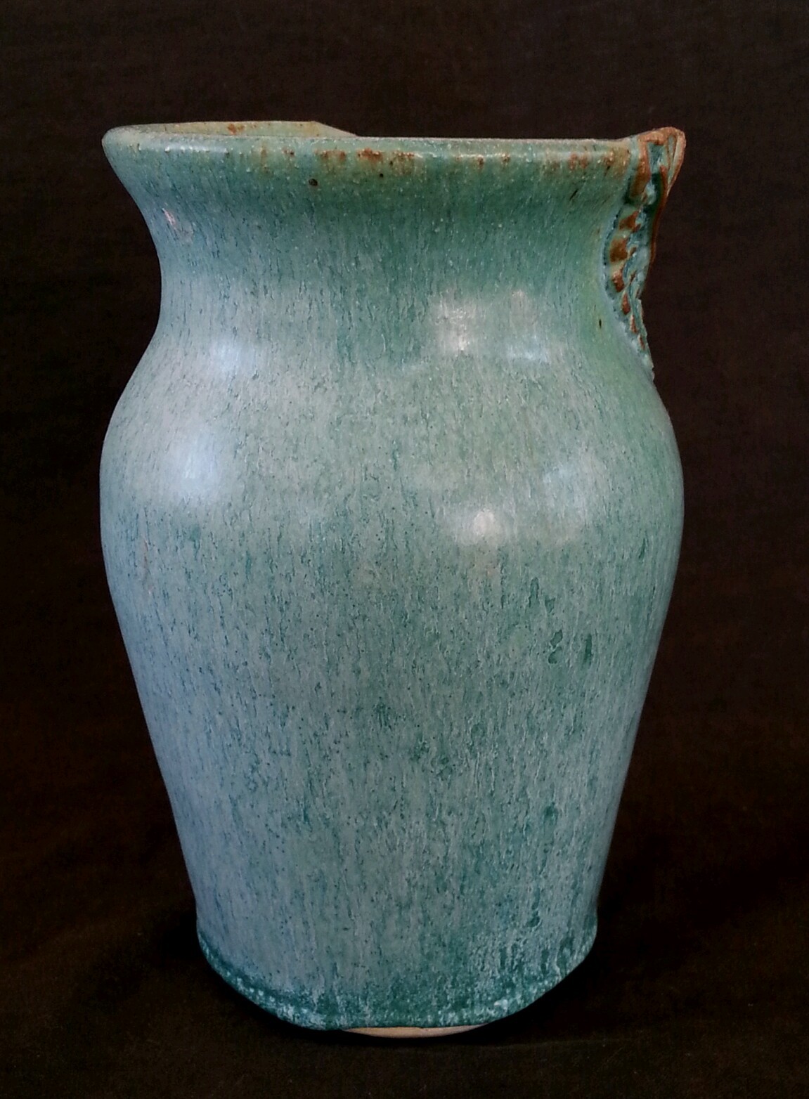 Vintage Haas art pottery turquoise stoneware vase 6.75 inches