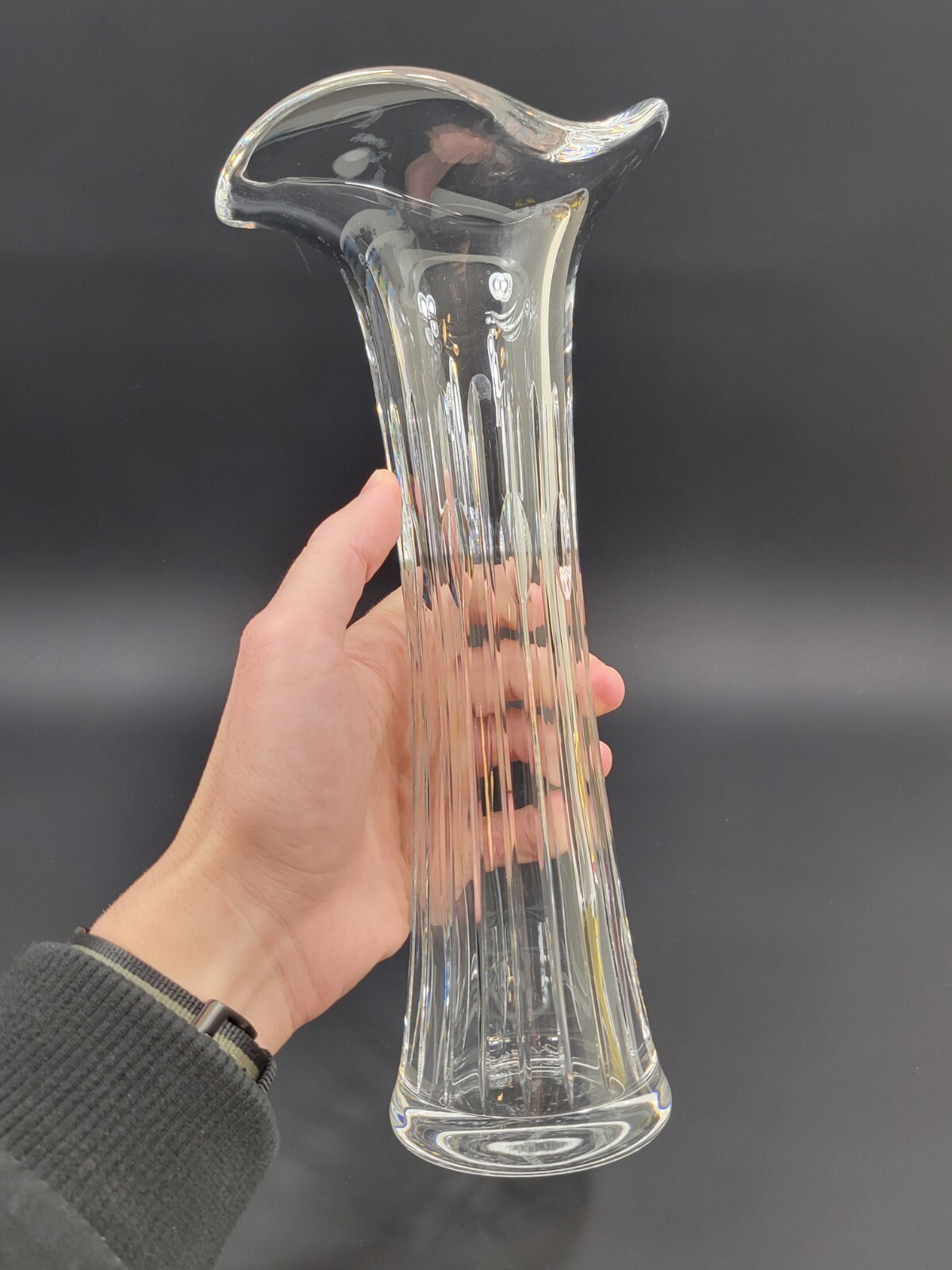 Waterford Signed Jim O’Leary 2006 Ballet Ruffled 11.5″ Tall Crystal Vase Nice!