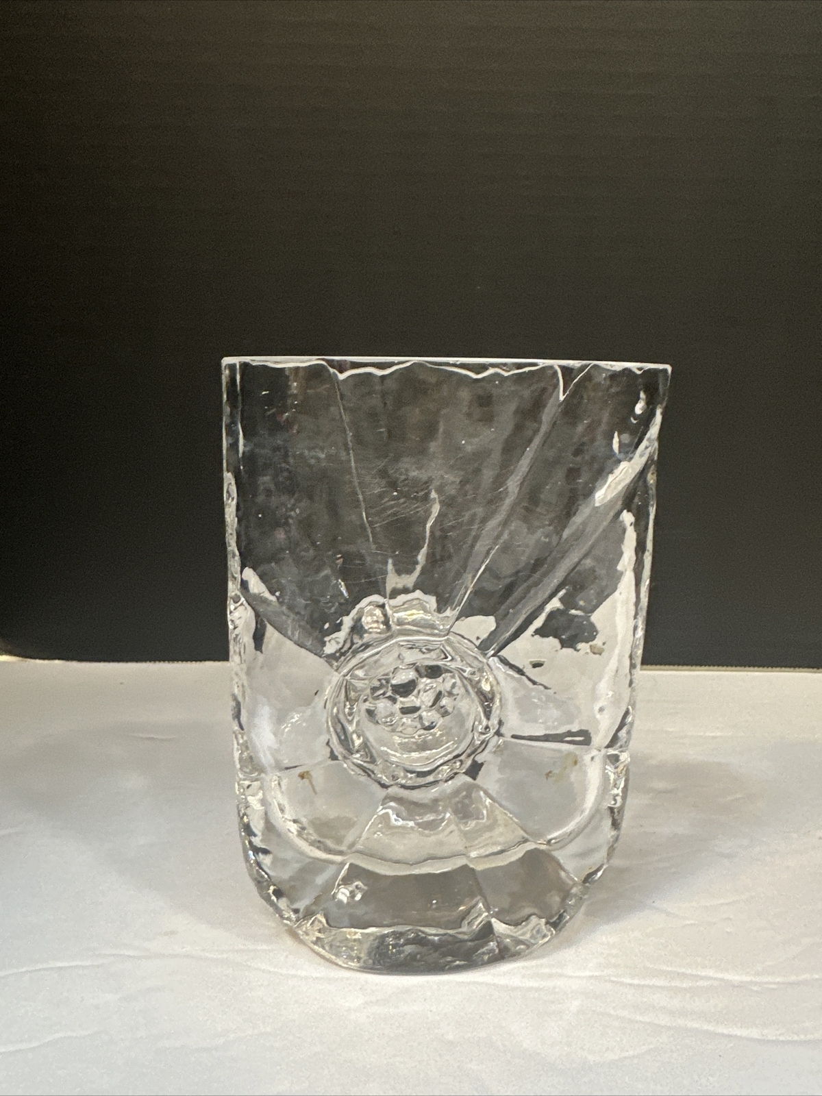 Early Sunburst Vase Rune Strand for Hovmantorp Sweden Scandinavian Crystal Glass