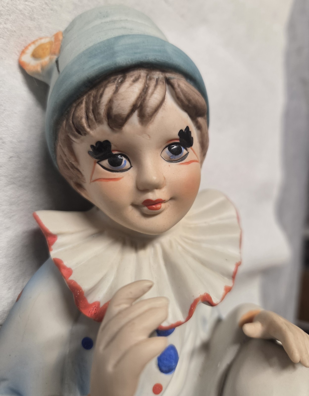 Vintage Lenwile China-Ardalt Japan Bisque Porcelain Sitting Clown Figurine Music