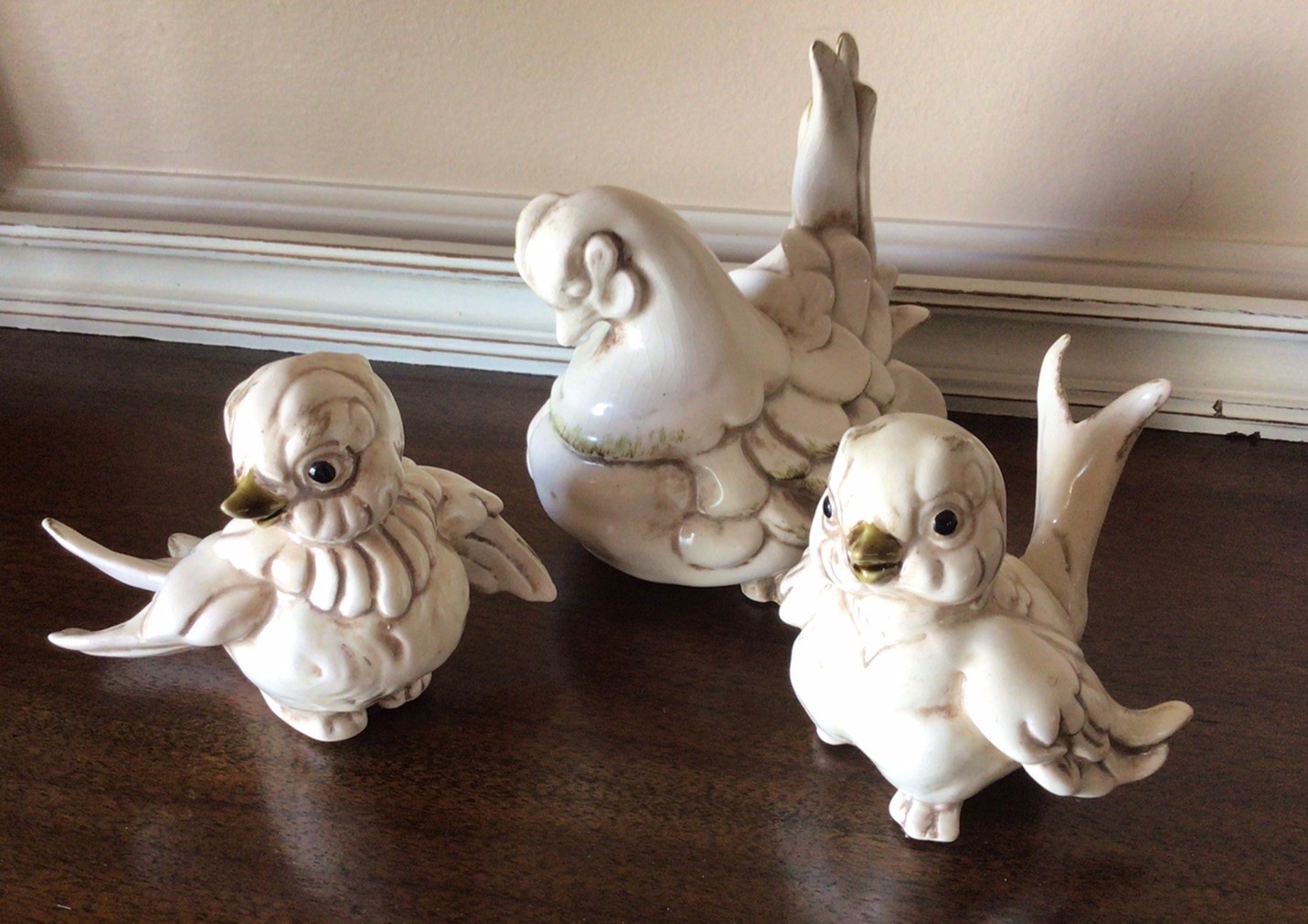 VTG MCM Freeman McFarlin Pottery of California Hen with 2 Chicks Birds